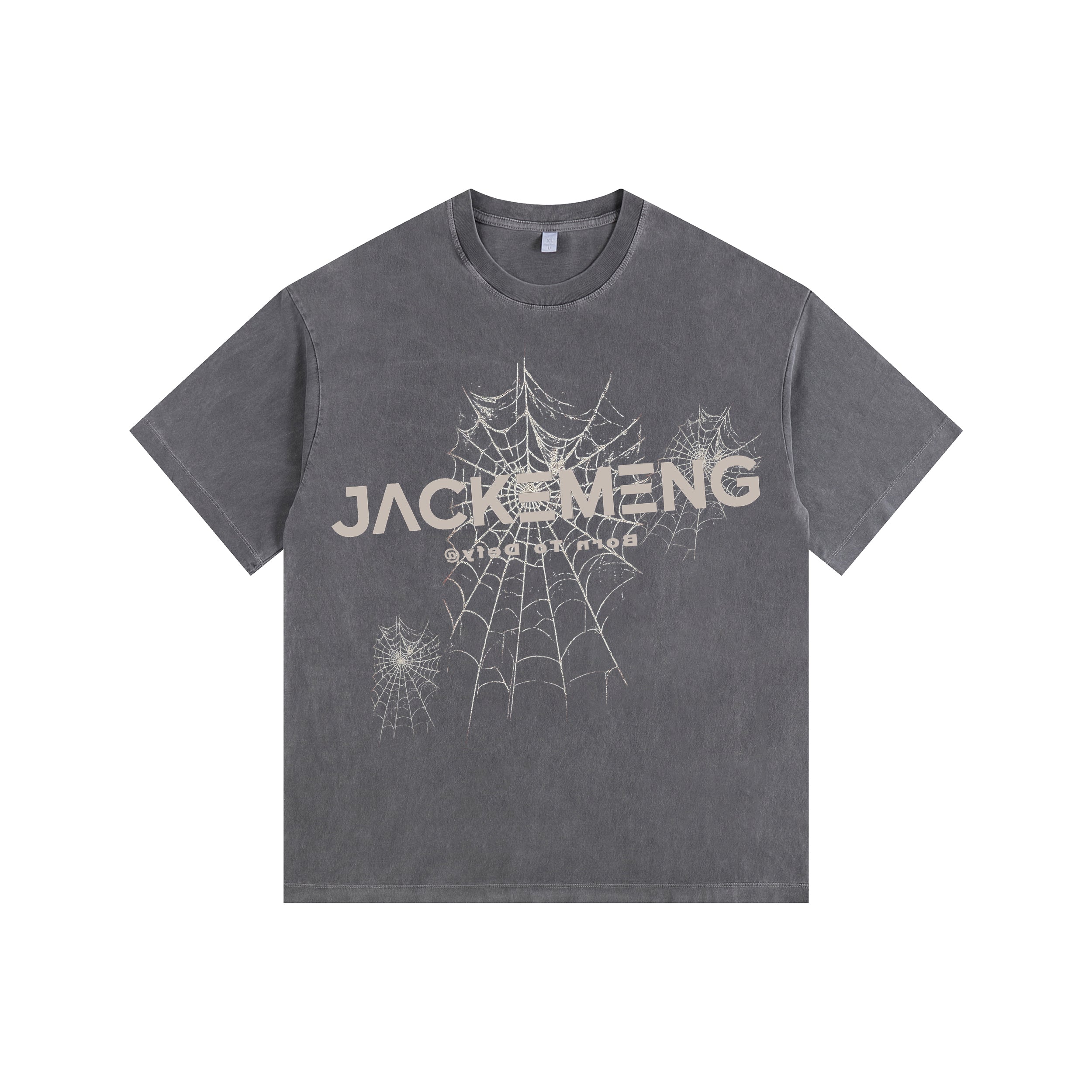 🕸Spider Web Vintage-Washed Oversized T-shirt - [CRYSTAL REBEL]