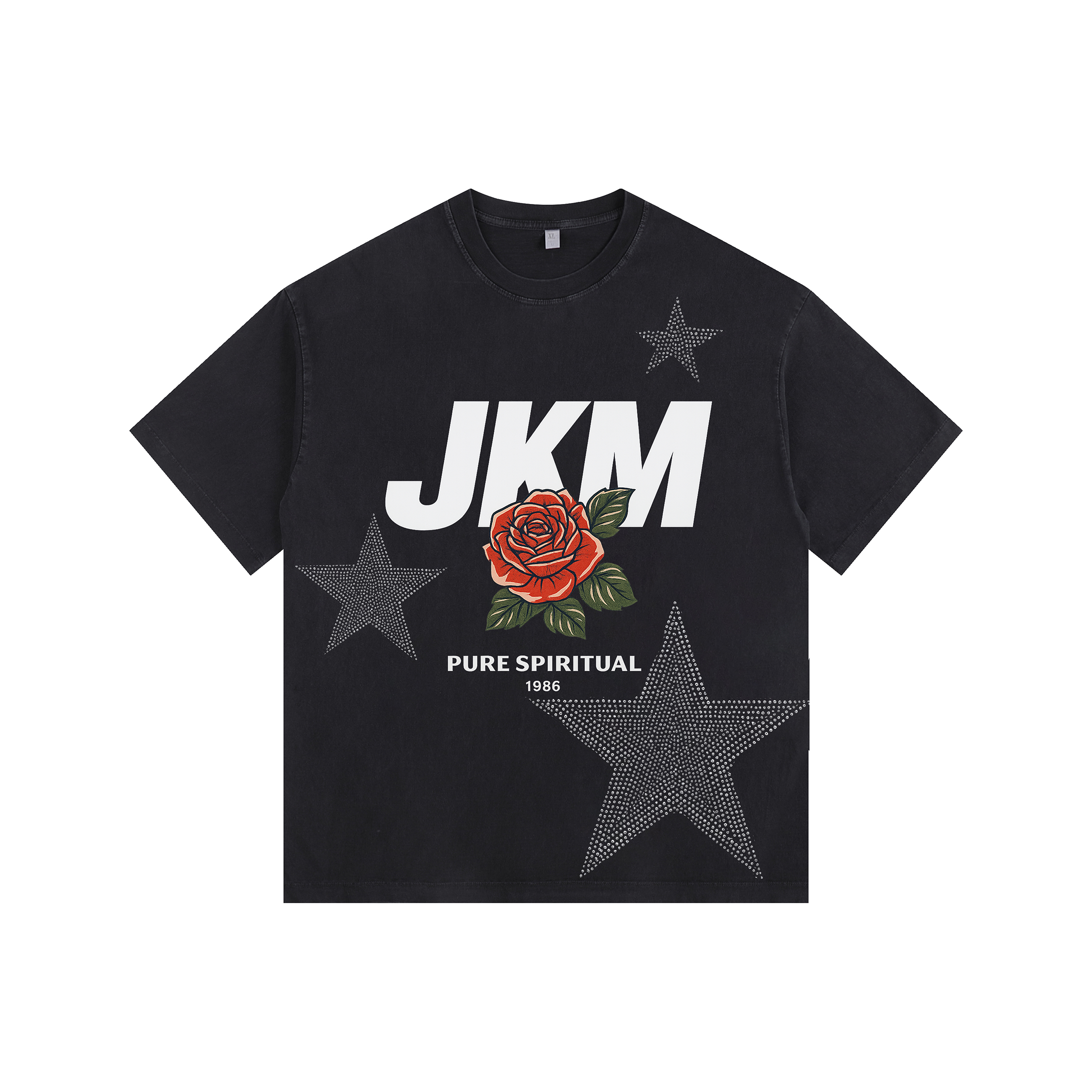JKM Rose Vintage-washed oversized T-shirt - [CRYSTAL REBEL]