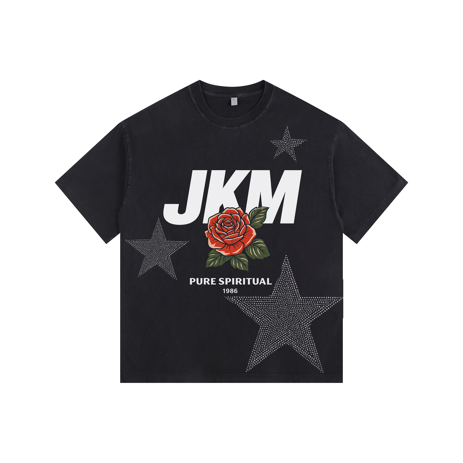 JKM Rose Vintage-washed oversized T-shirt - [CRYSTAL REBEL]