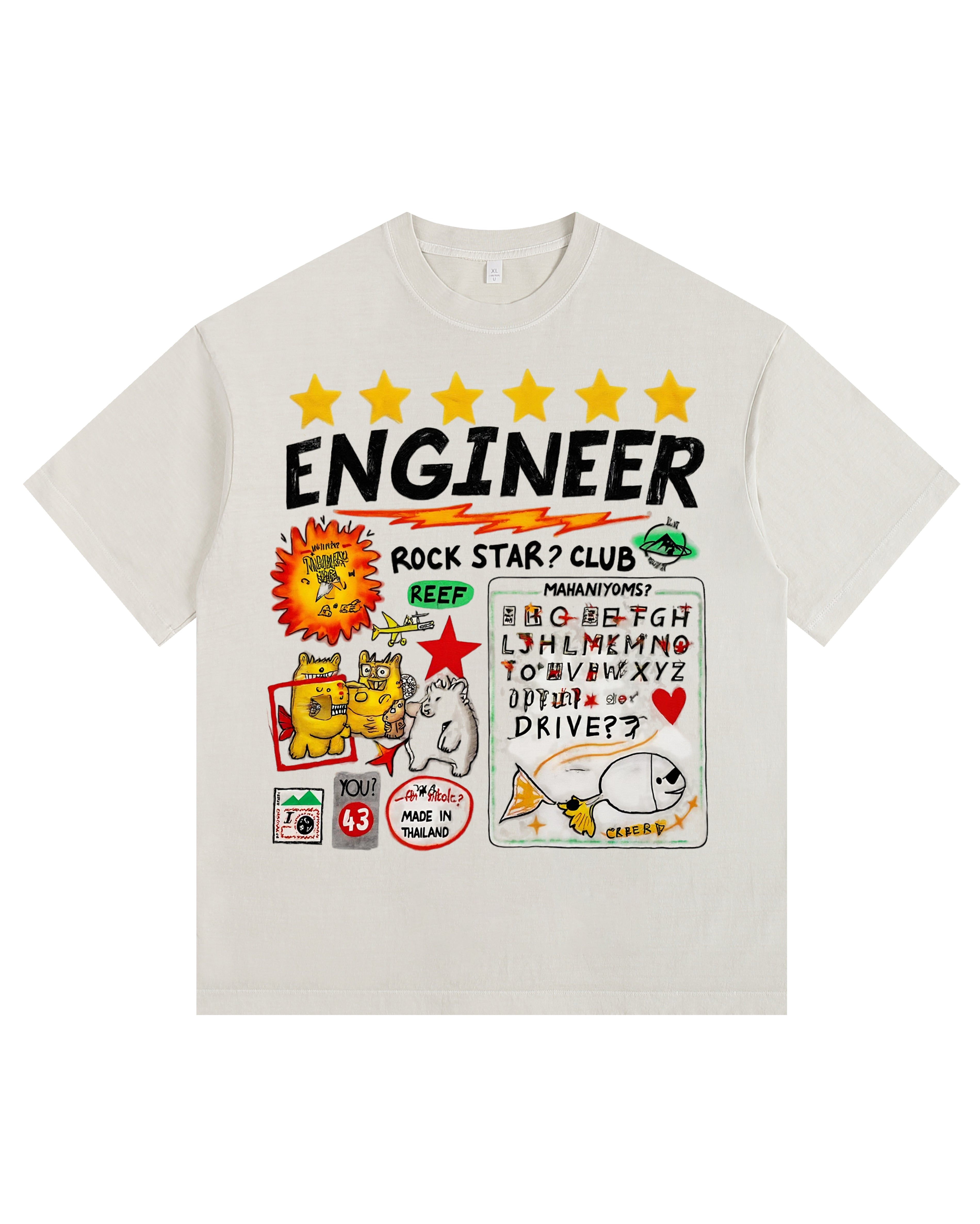 Street-style illustration Vintage-washed oversized T-shirt