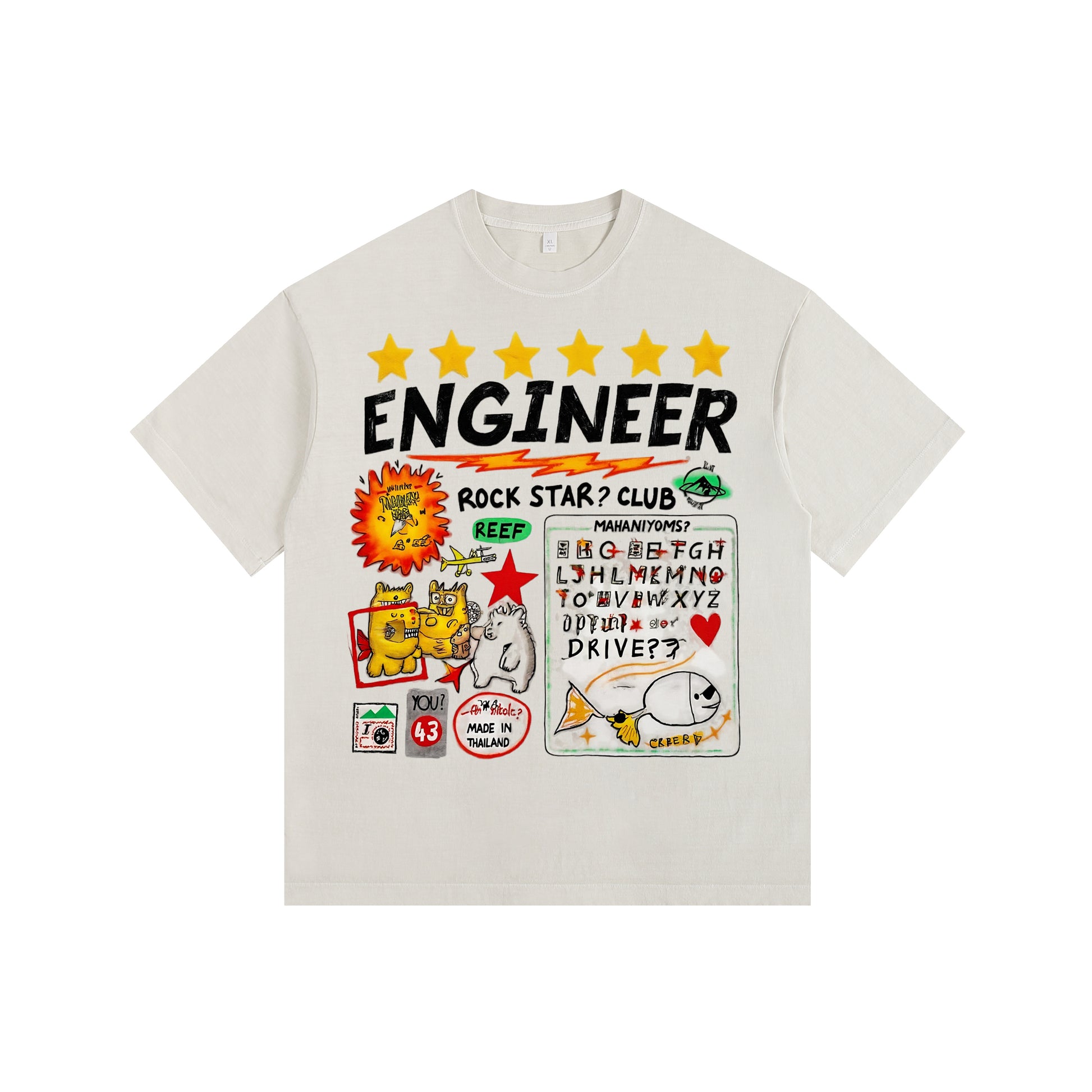 Street-style illustration Vintage-washed oversized T-shirt