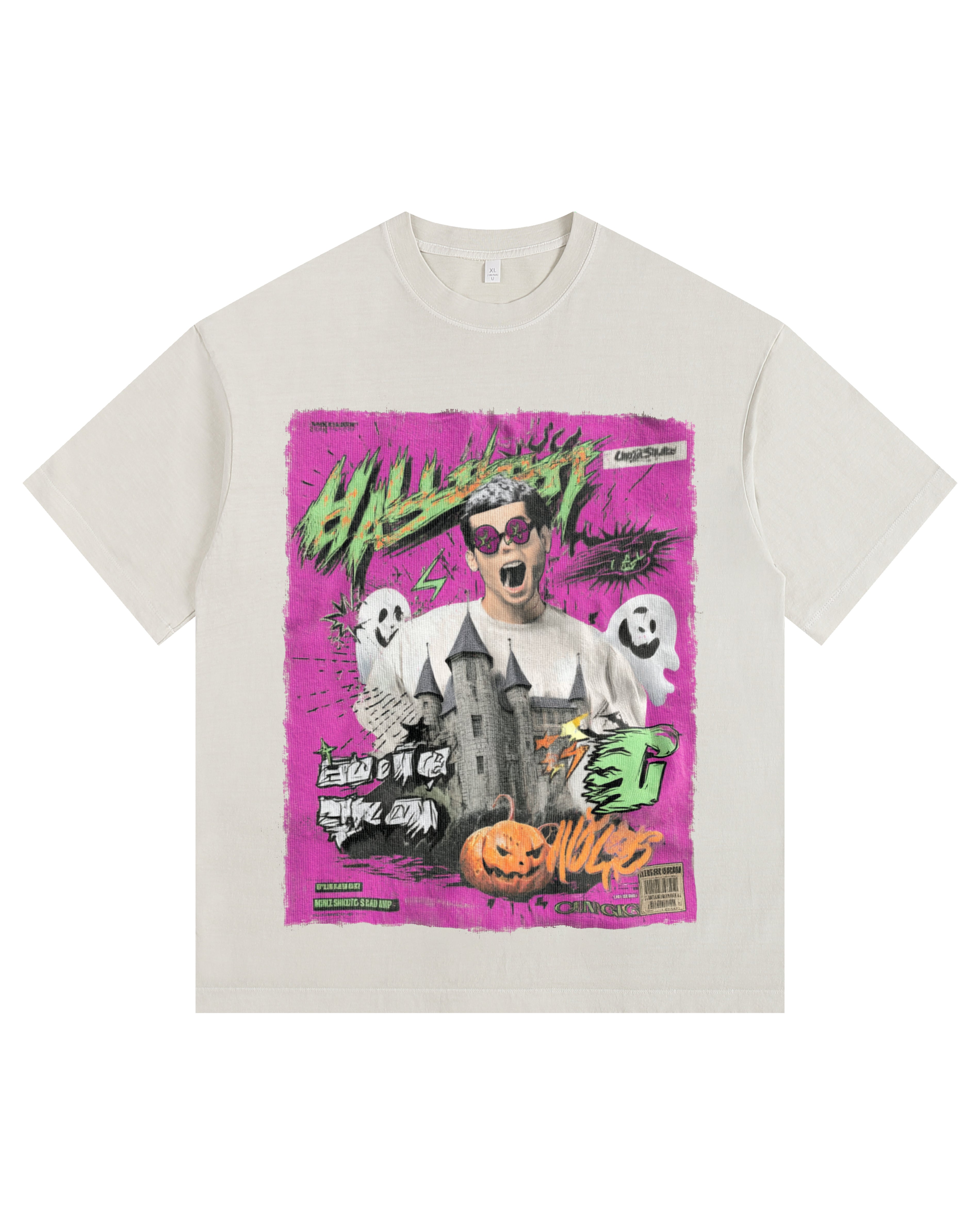 Halloween Scare Vintage-Washed Oversized T-shirt – [Halloween🎃]