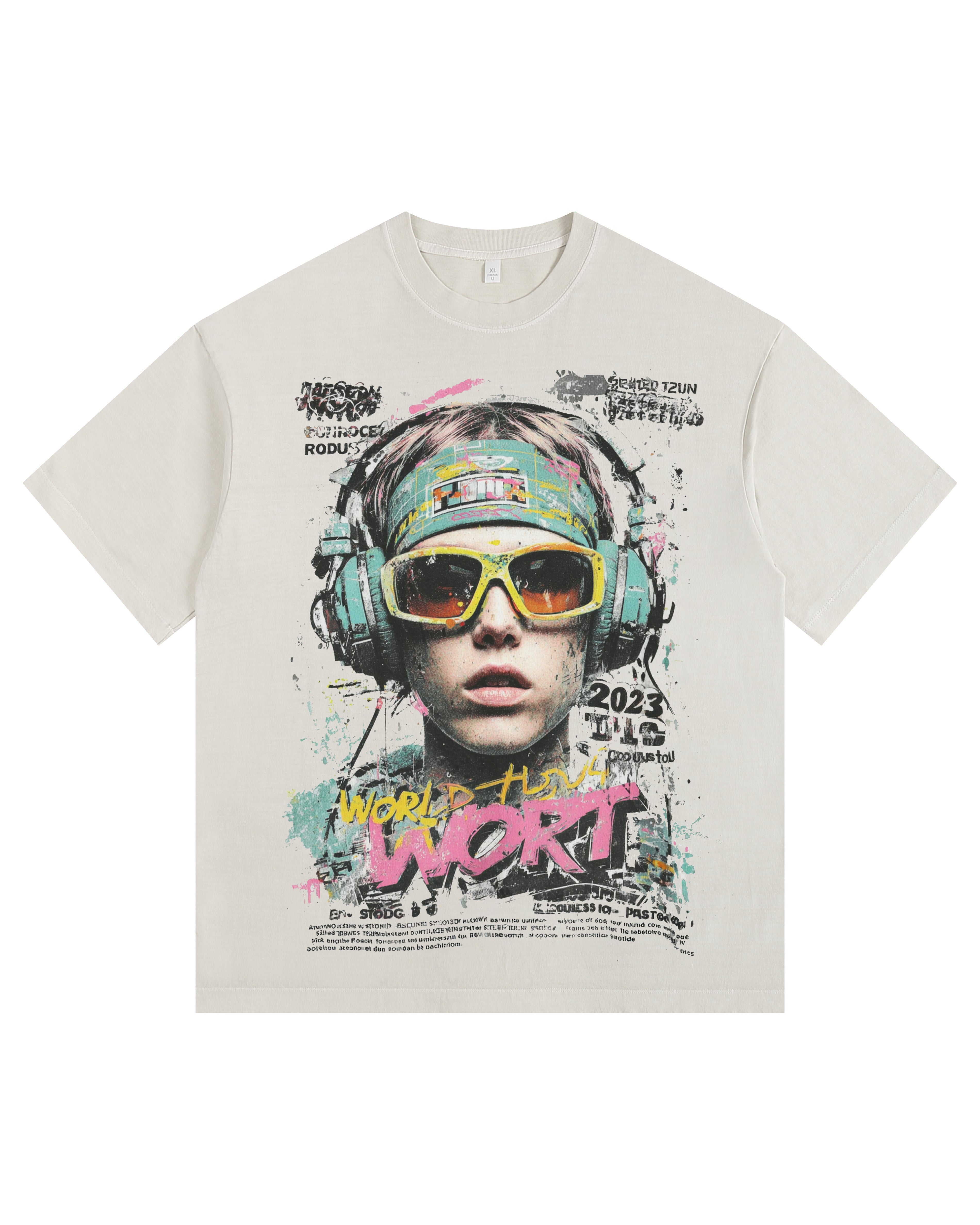 Headphone Boy Vintage-Washed Oversized T-shirt