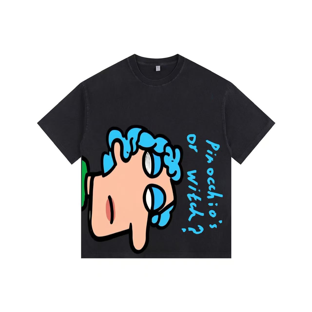 Bizarre Cartoon Vintage-washed oversized T-shirt - [The Recounted Cloth]