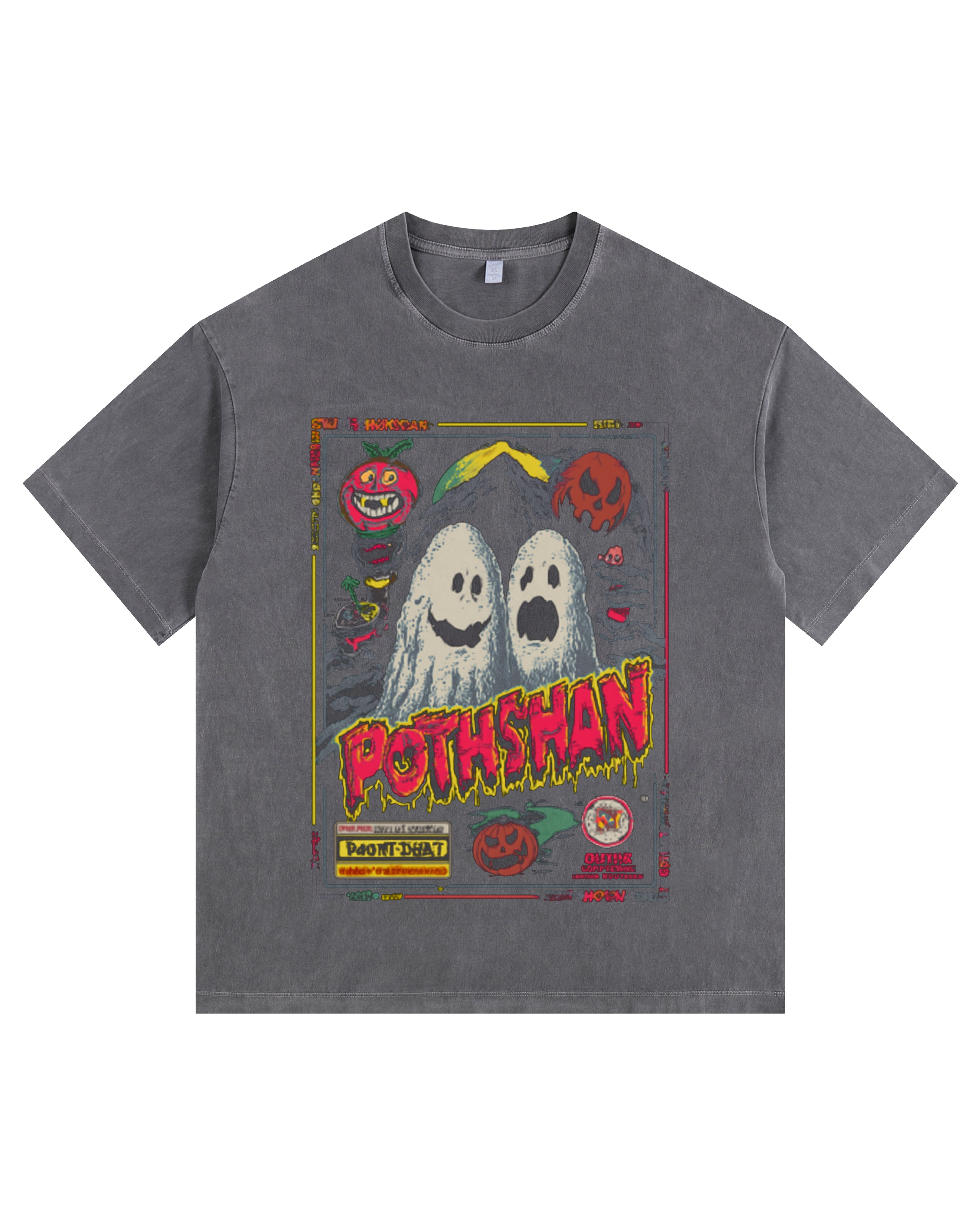 Ghost’n Brothers Vintage-Washed Oversized Tee – [Halloween🎃]