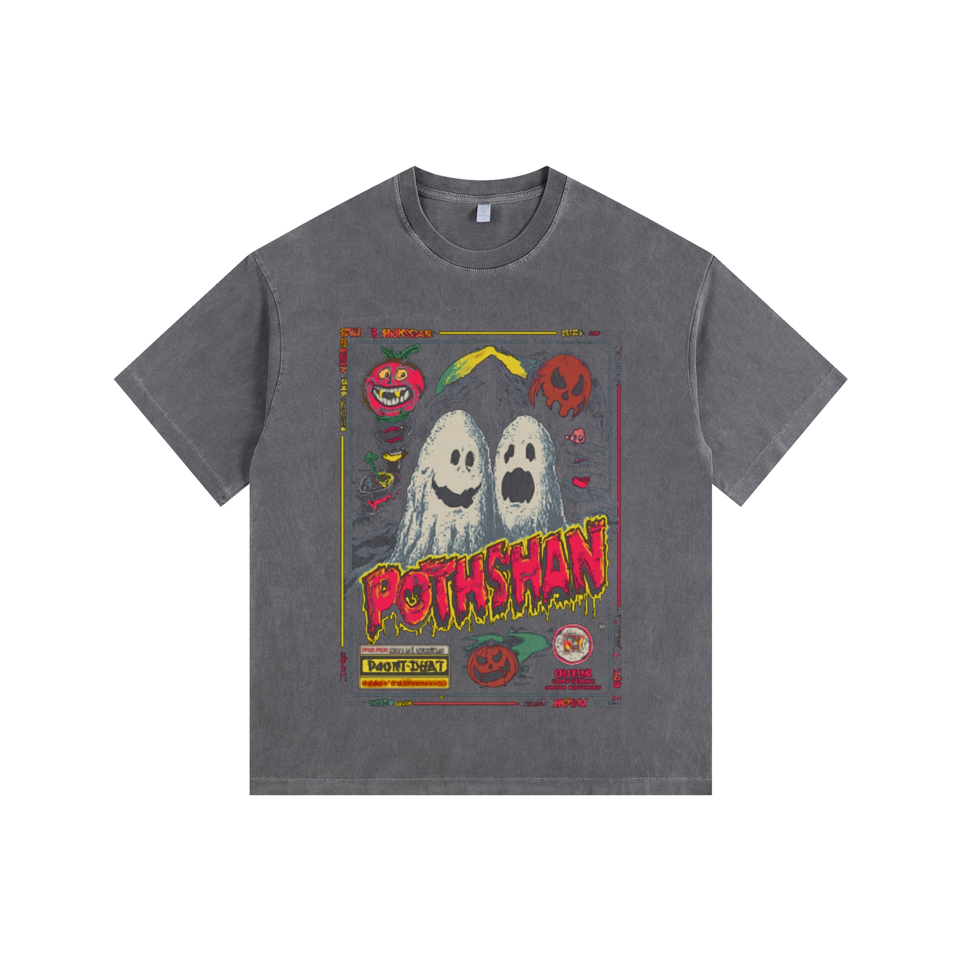 Ghost’n Brothers Vintage-Washed Oversized Tee – [Halloween🎃]