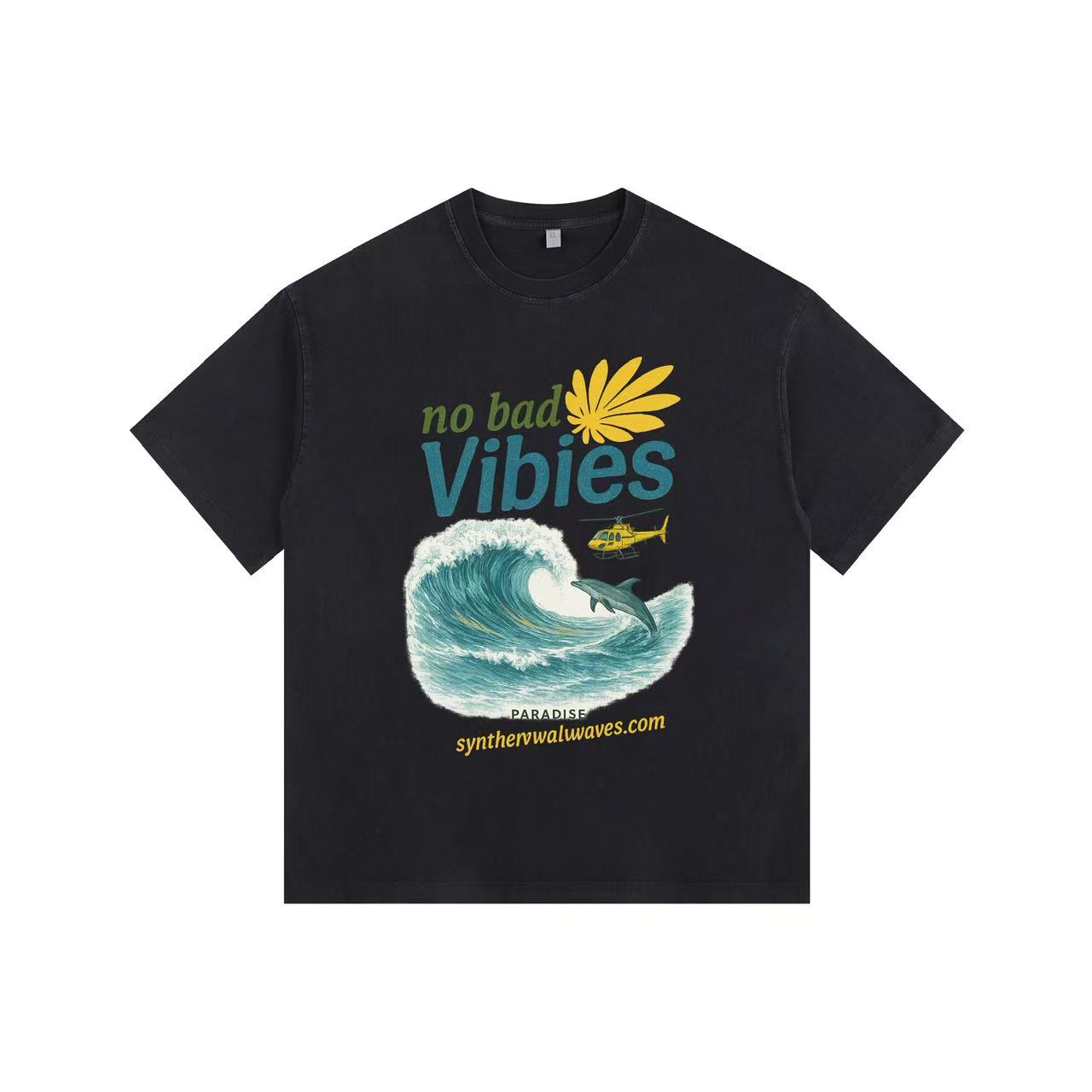 Waves Vintage-Washed Oversized T-shirt