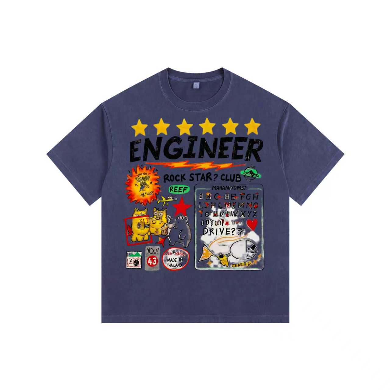 Street-style illustration Vintage-washed oversized T-shirt