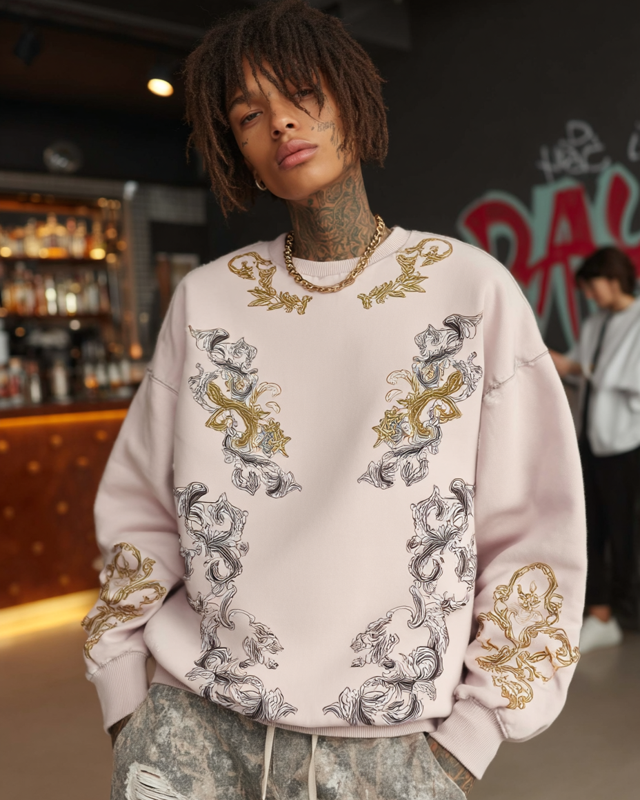 Tracery Vintage-Washed Oversized Sweatshirt – [The Recounted Cloth]