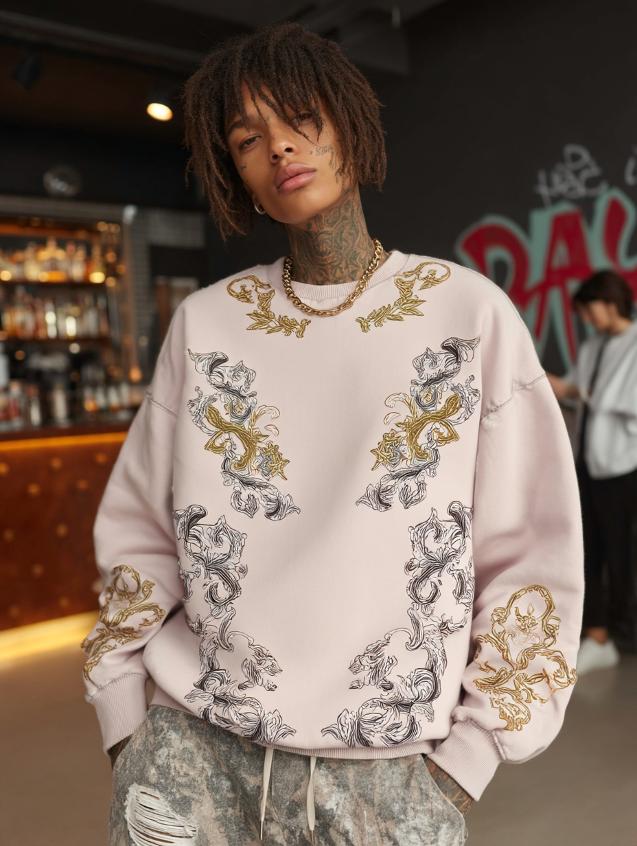 Tracery Vintage-Washed Oversized Sweatshirt – [The Recounted Cloth]