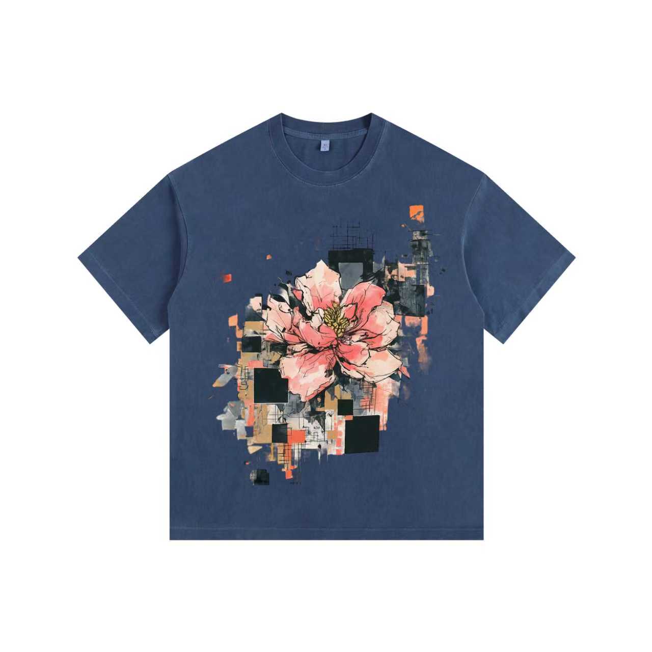 Flower Manuscript Vintage-washed oversized T-shirt