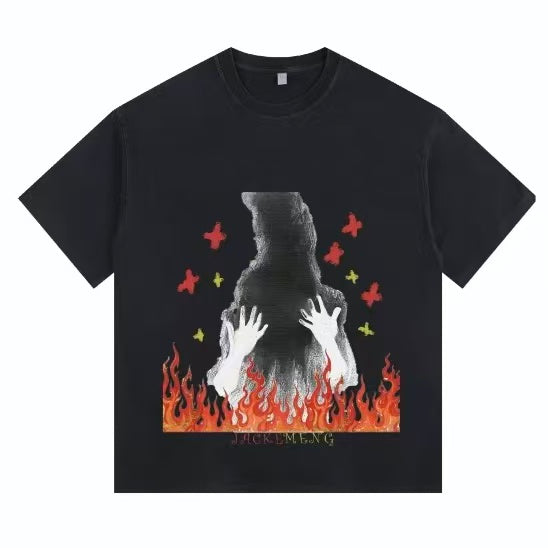 Blazeborne Hands Vintage-Washed Oversized Tee – [The Recounted Cloth]
