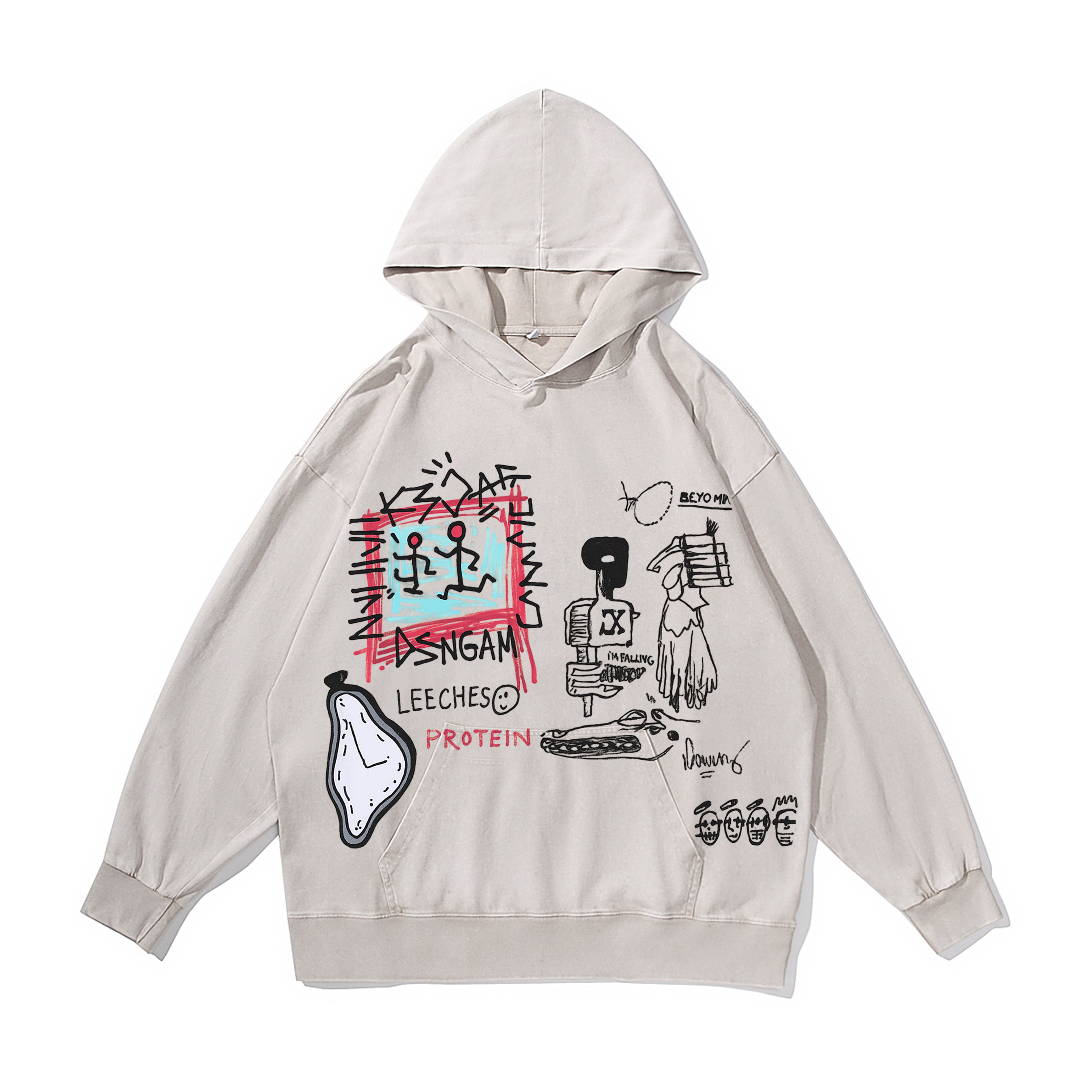Street Doodle Vintage-Washed  Hoodie - [The Recounted Cloth]