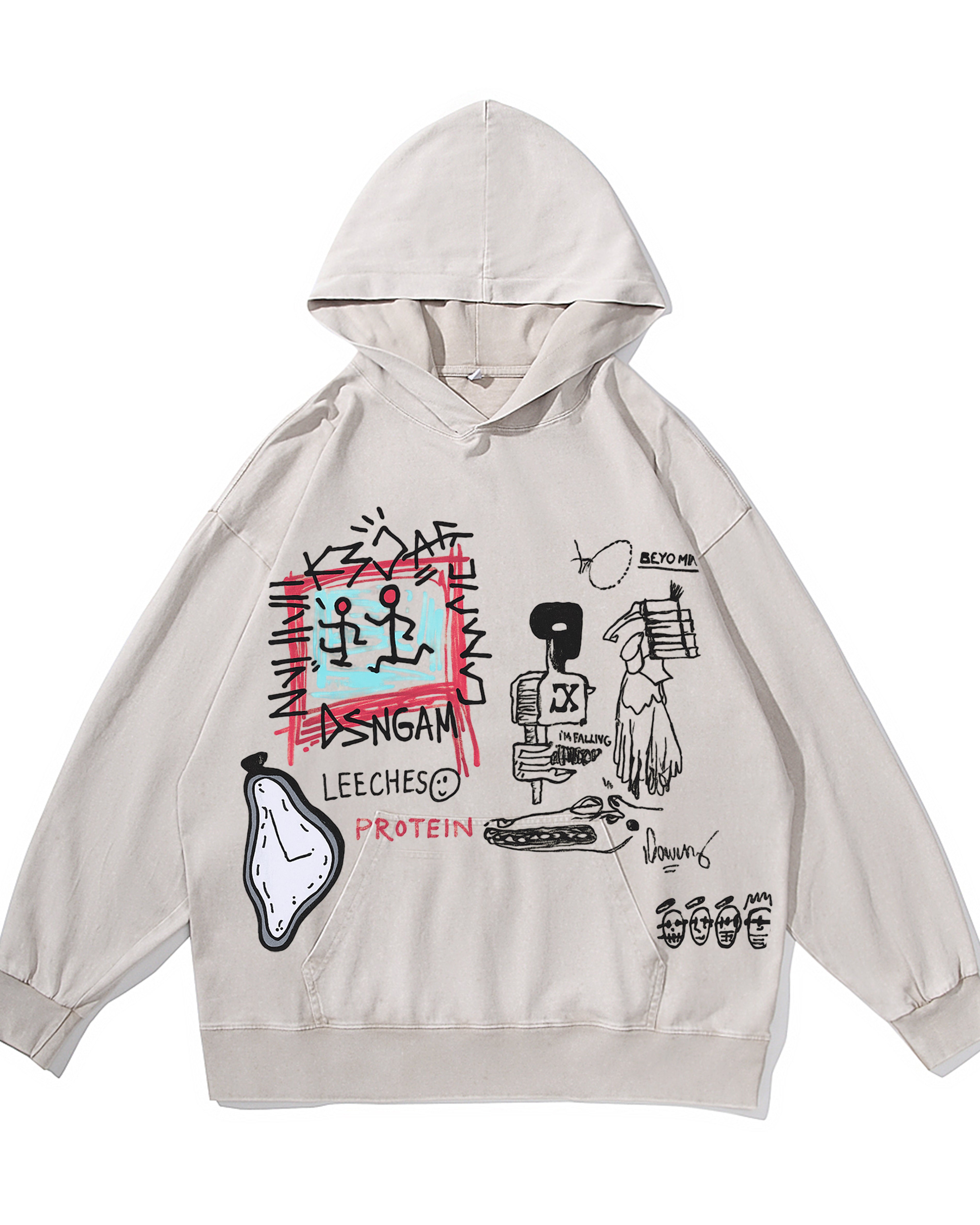 Street Doodle Vintage-Washed  Hoodie - [The Recounted Cloth]