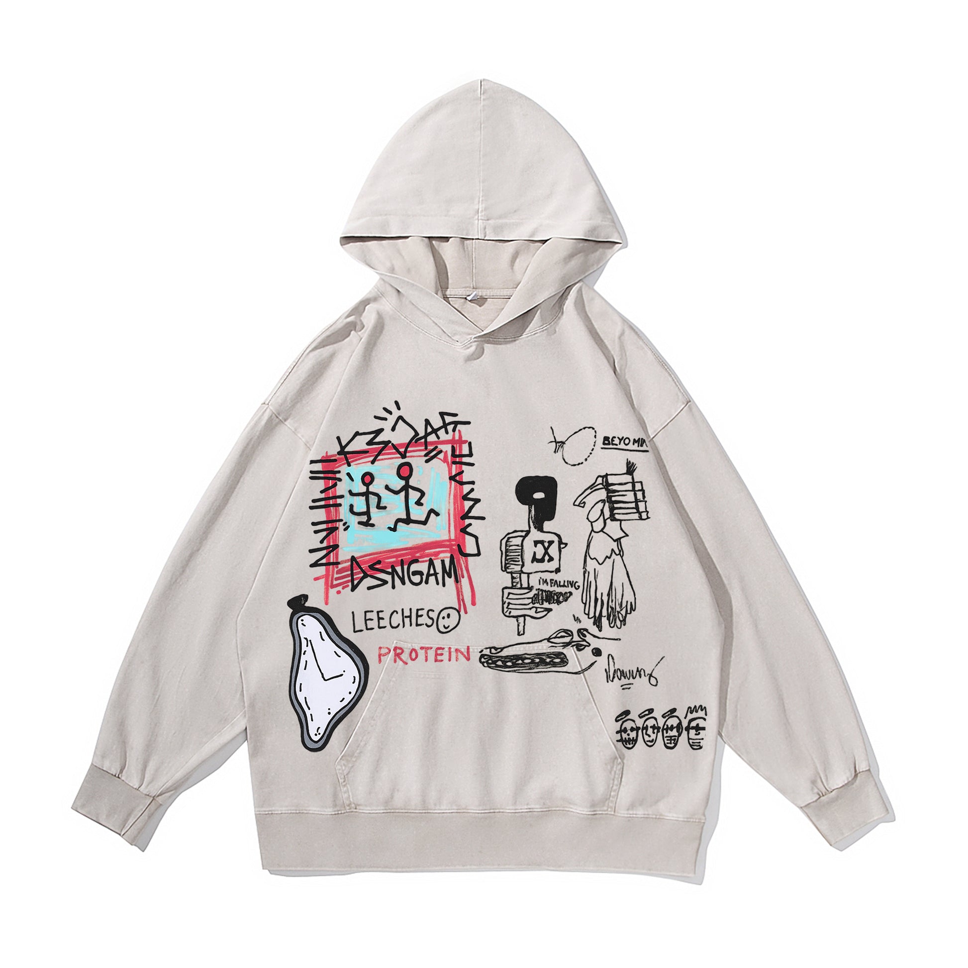 Street Doodle Vintage-Washed  Hoodie - [The Recounted Cloth]
