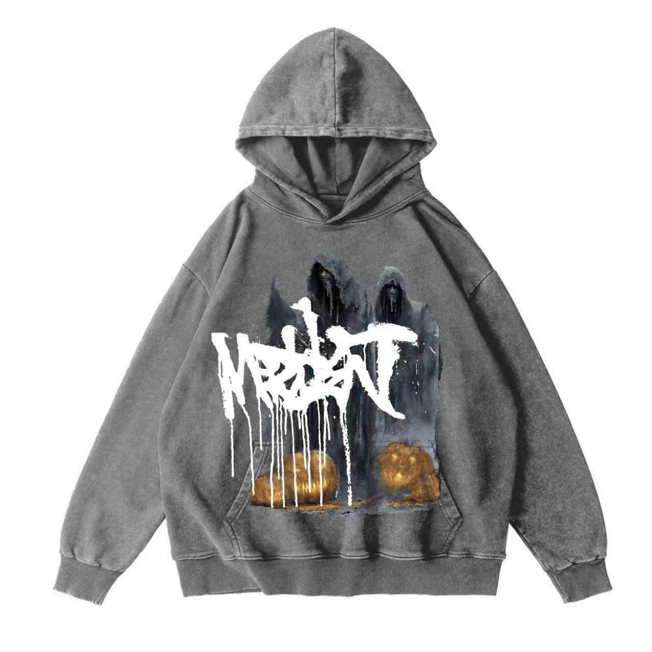 Death Vintage-Washed  Hoodie – [Halloween🎃]