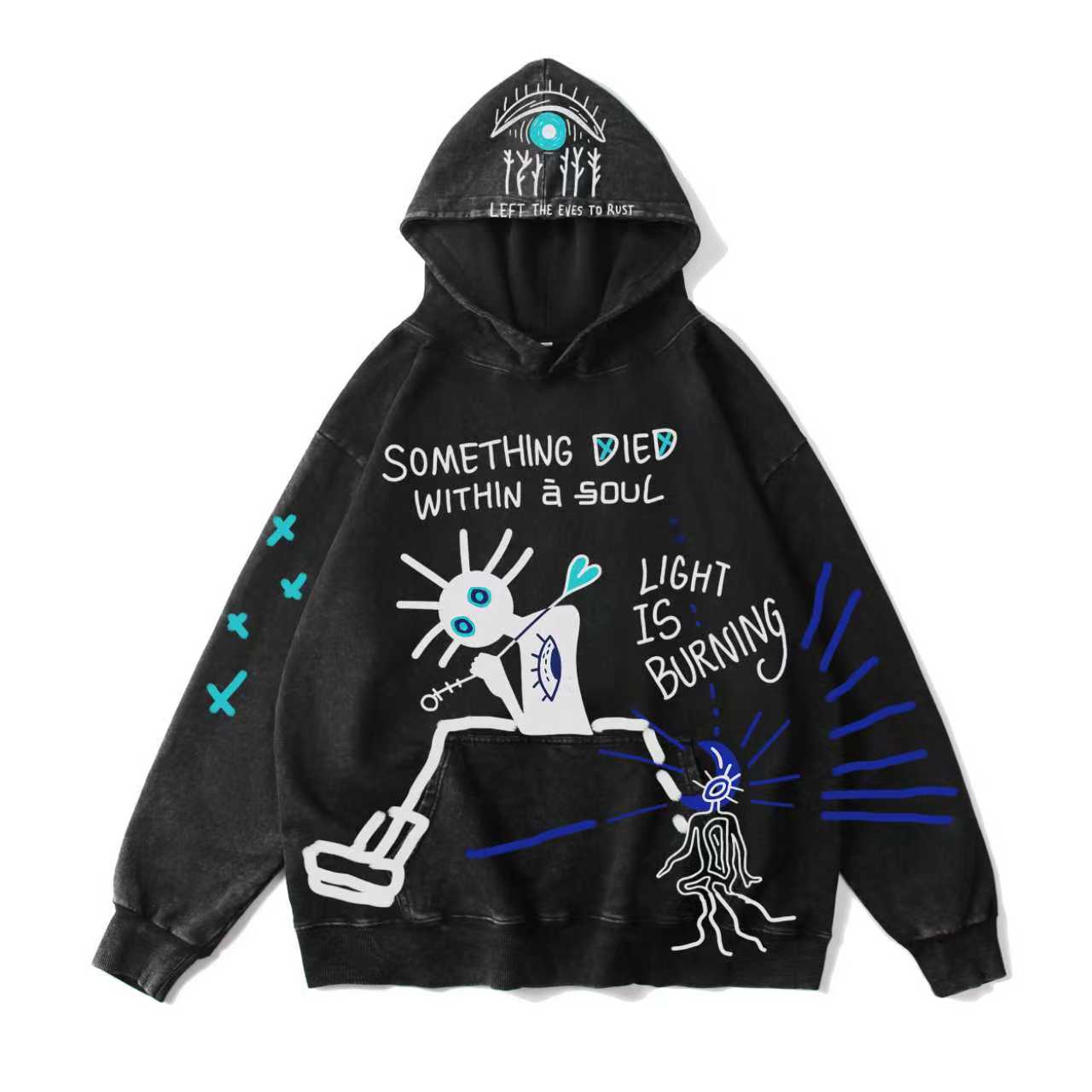 Eye Doodle Vintage-Washed  Hoodie – [The Recounted Cloth]