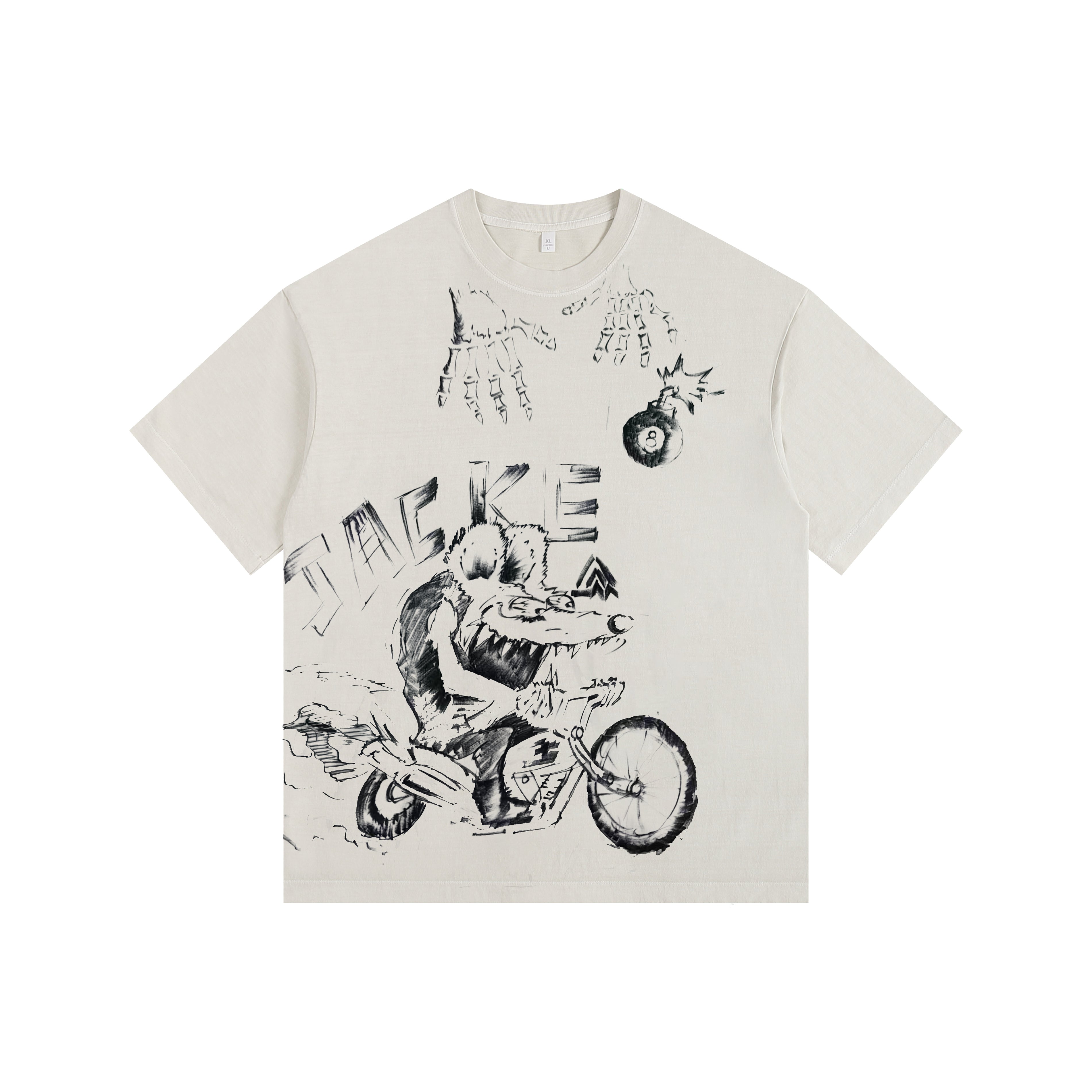 Rats Ride Bicycles Vintage-Washed Oversized T-shirt – [The Recounted Cloth]