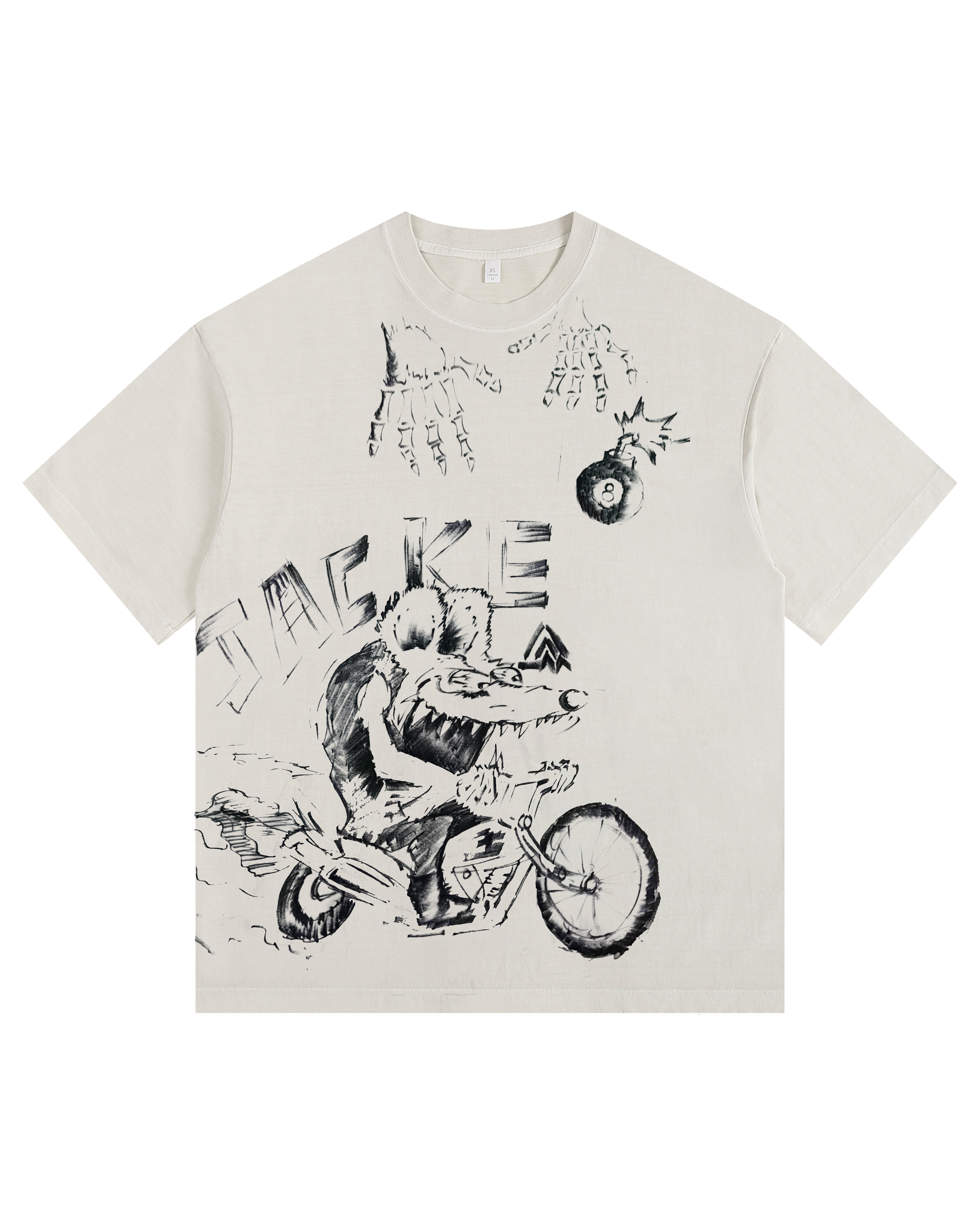 Rats Ride Bicycles Vintage-Washed Oversized T-shirt – [The Recounted Cloth]