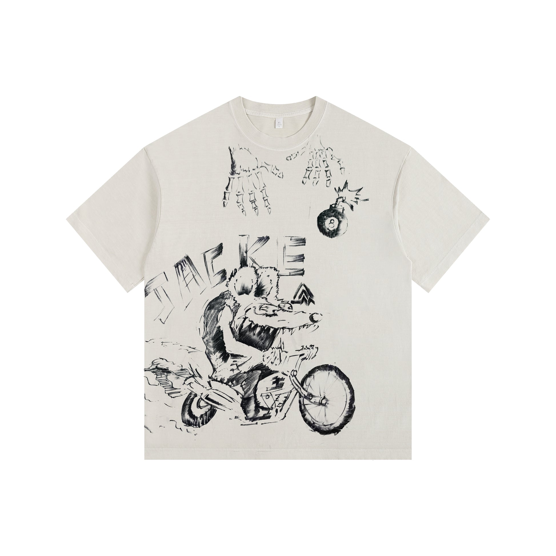 Rats Ride Bicycles Vintage-Washed Oversized T-shirt – [The Recounted Cloth]