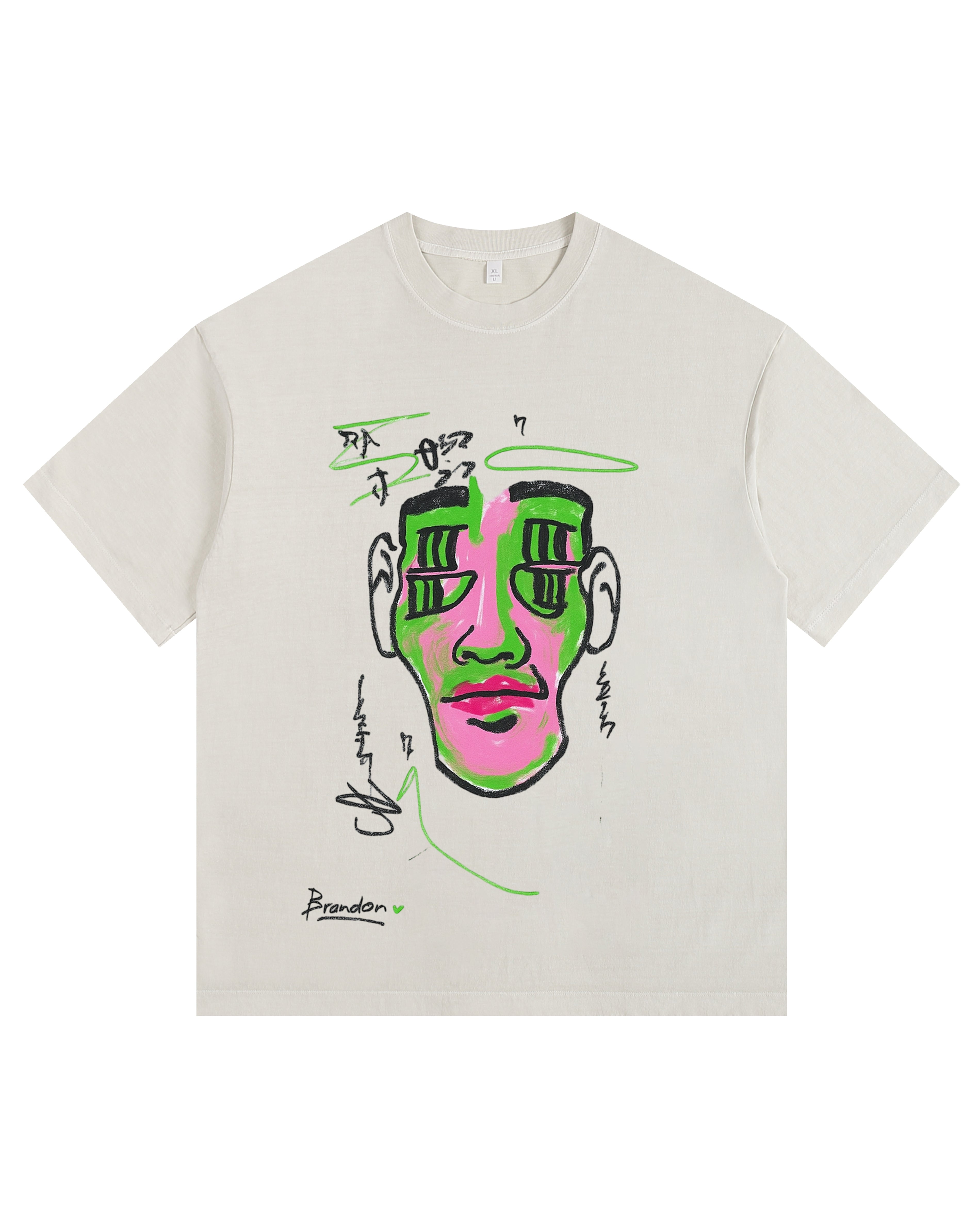 Comical Face Vintage-washed oversized T-shirt