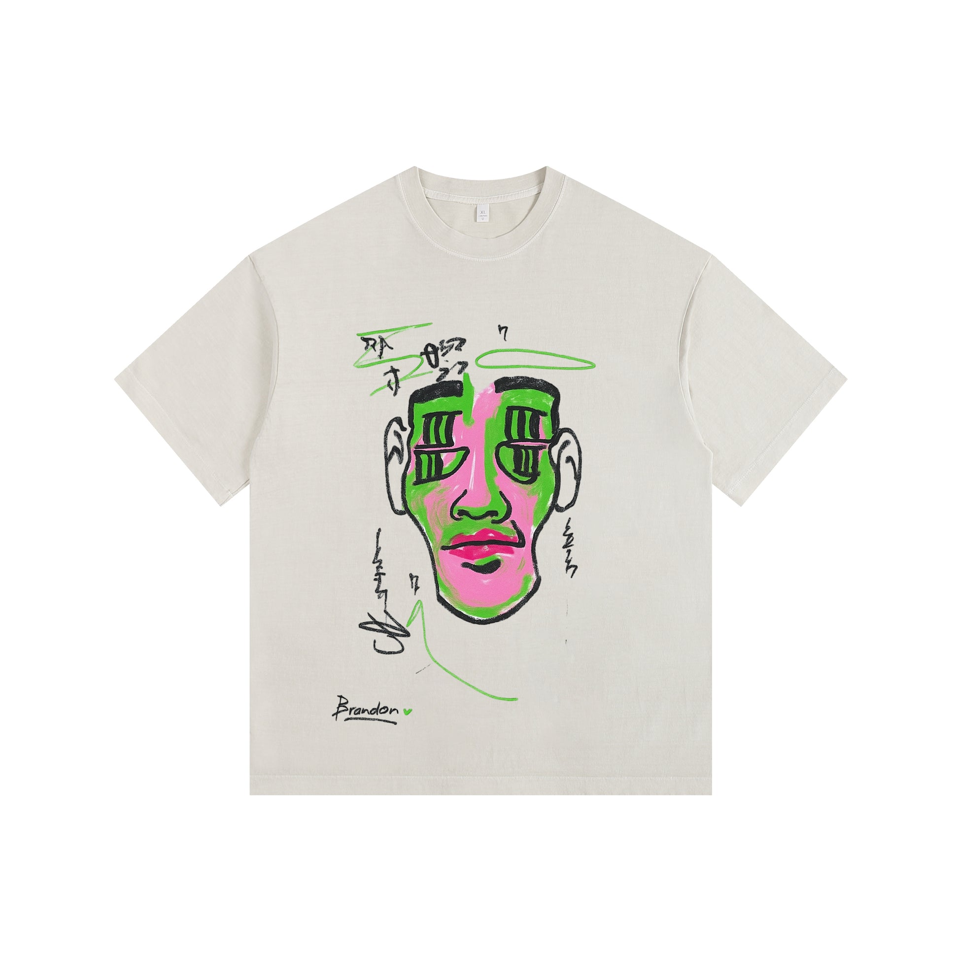 Comical Face Vintage-washed oversized T-shirt