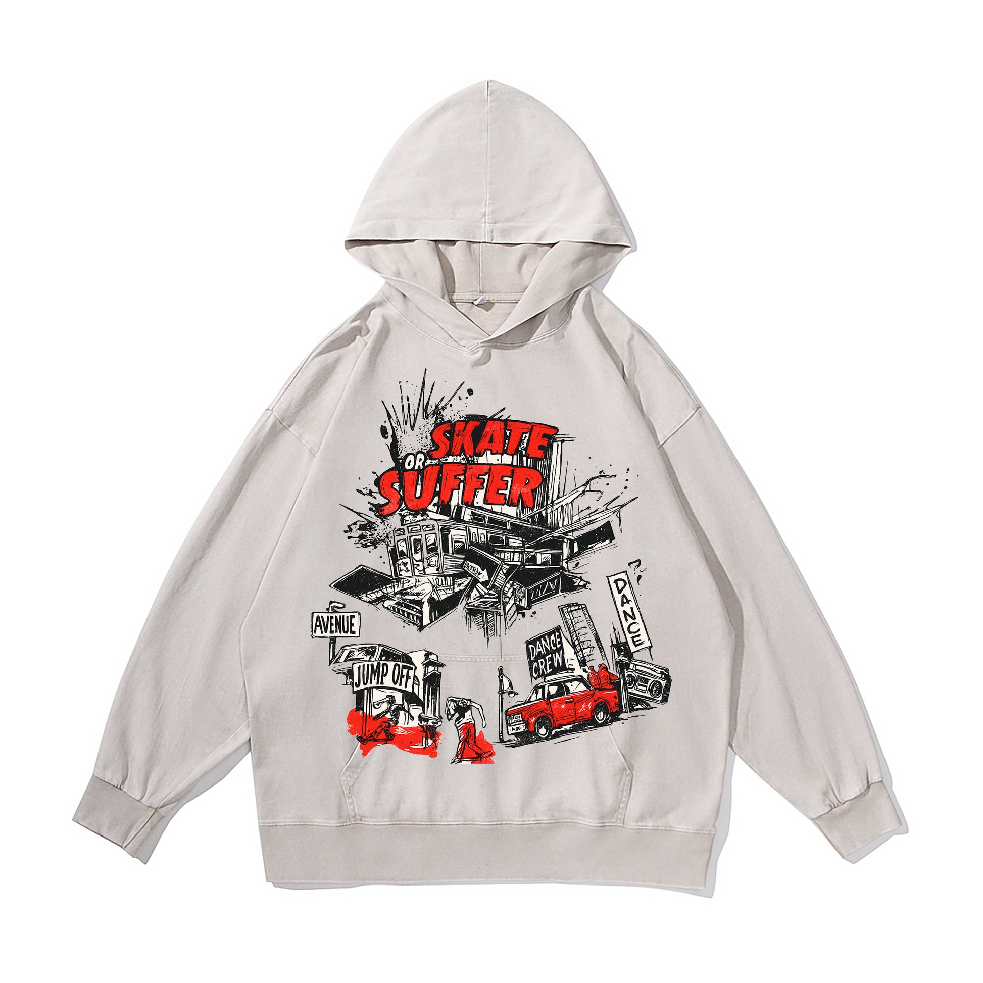 Traffic Accident Vintage-washed oversize hoodie