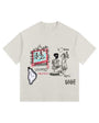 Street Doodle Vintage-washed oversized T-shirt - [The Recounted Cloth]