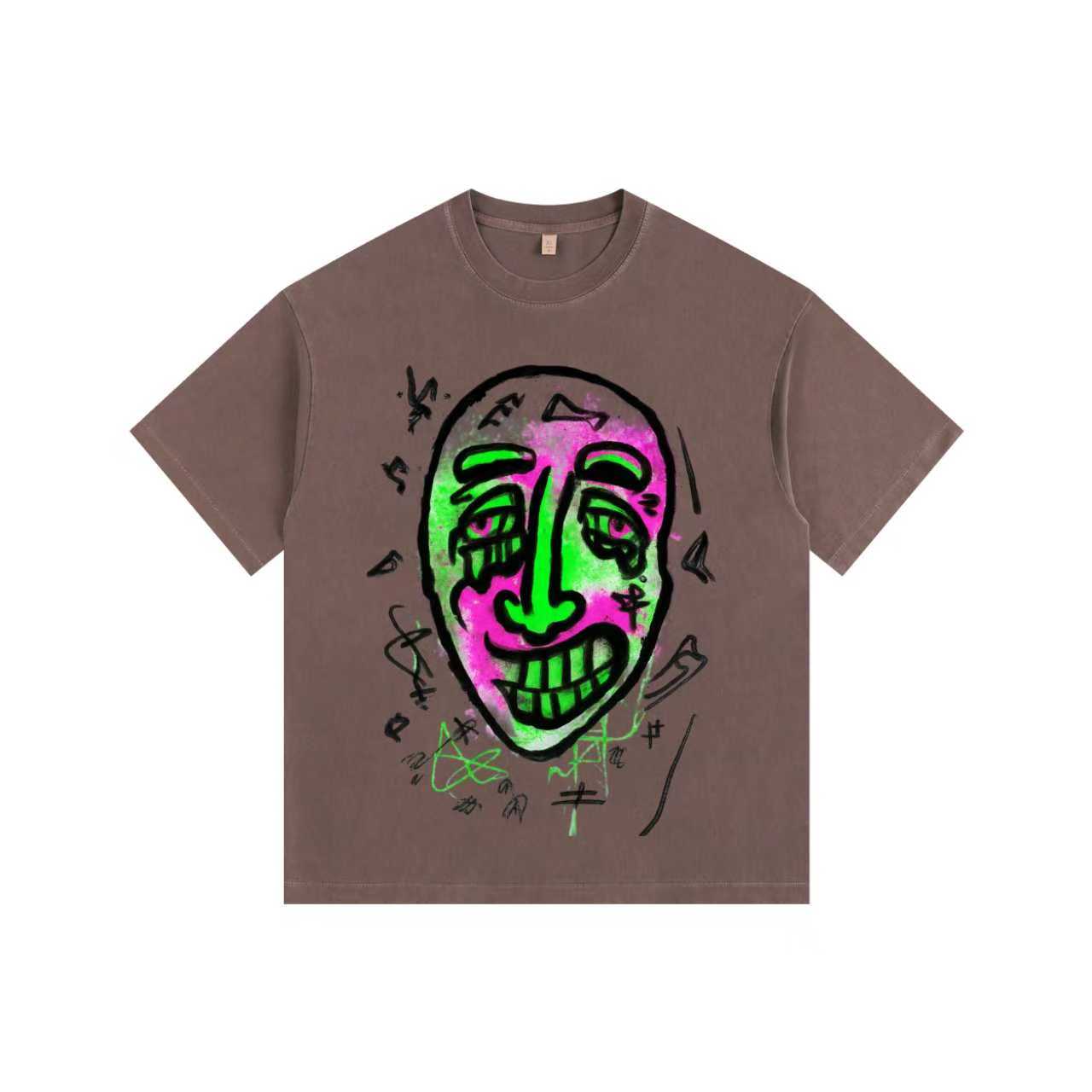 Comical Face Vintage-washed oversized T-shirt