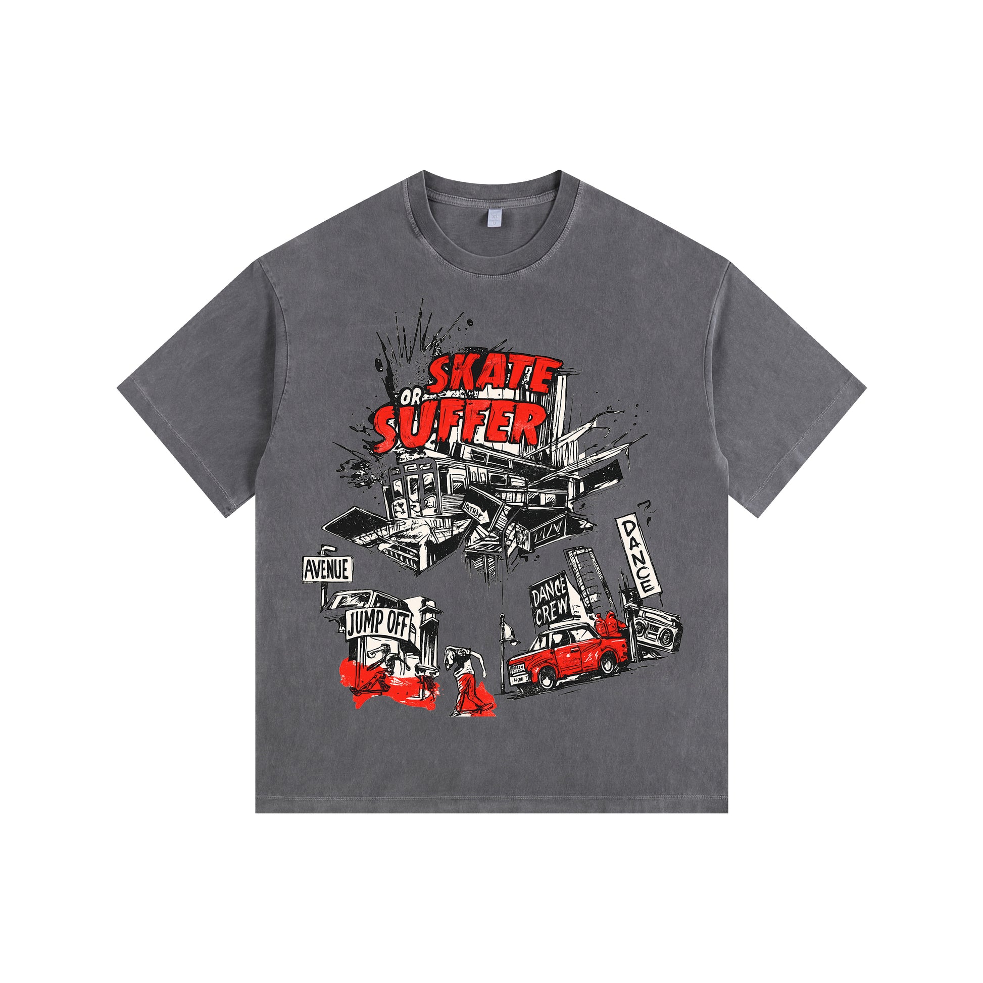 Traffic Accident Vintage-Washed Oversized T-shirt