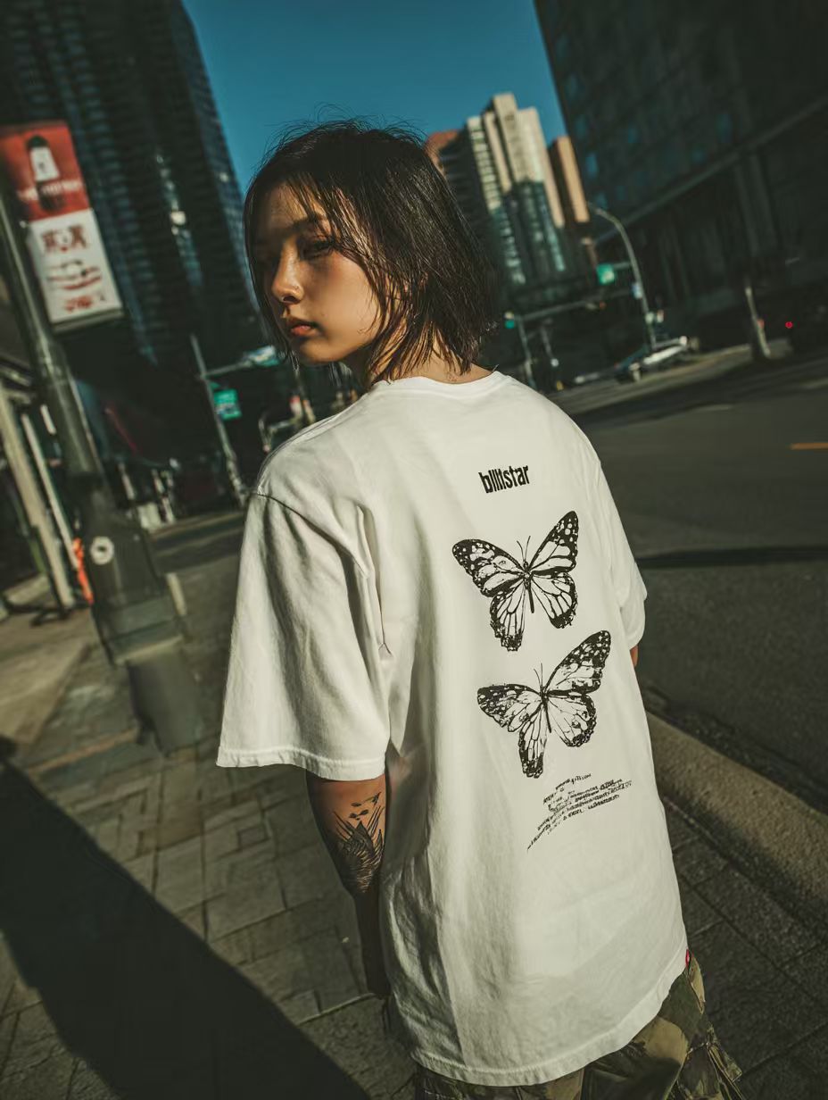 Butterfly Vintage-washed oversized T-shirt