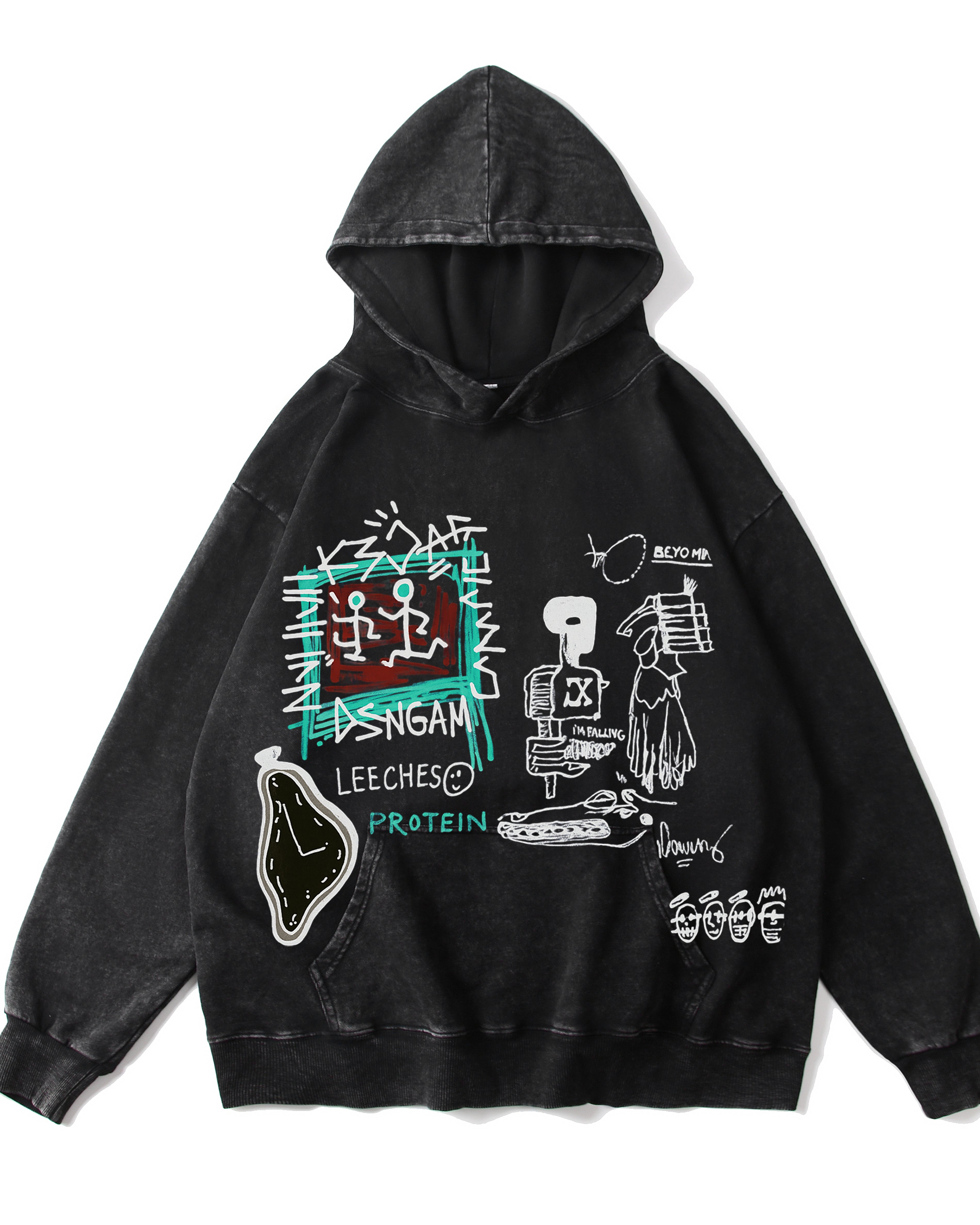 Street Doodle Vintage-Washed  Hoodie - [The Recounted Cloth]