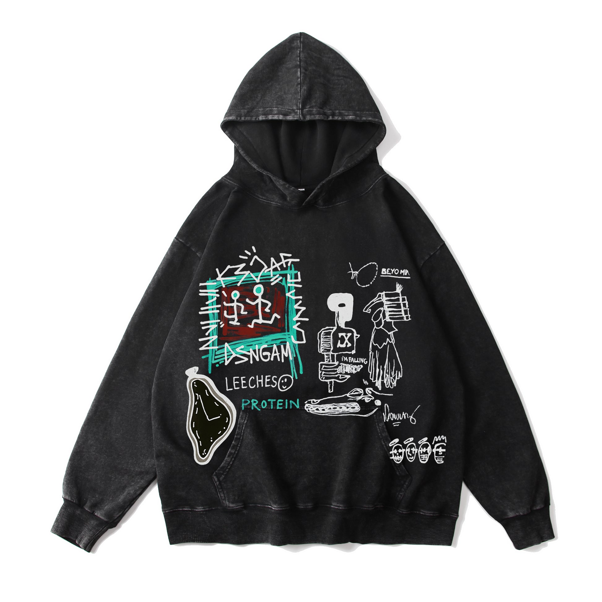 Street Doodle Vintage-Washed  Hoodie - [The Recounted Cloth]