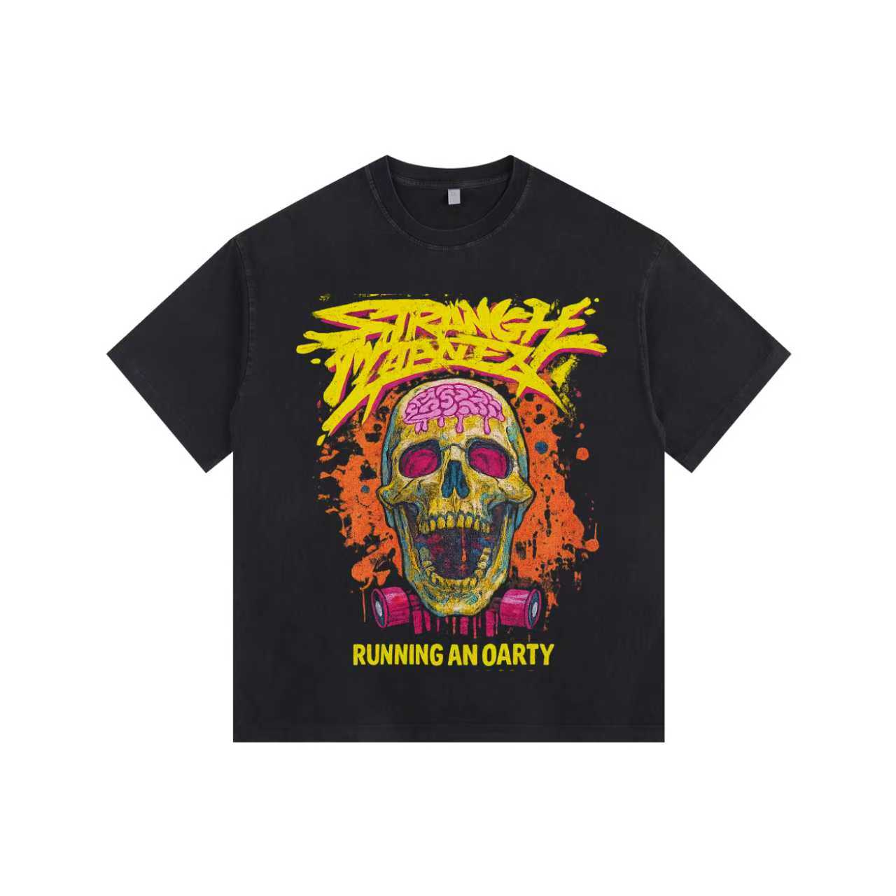 Skull Party Vintage-washed oversized T-shirt