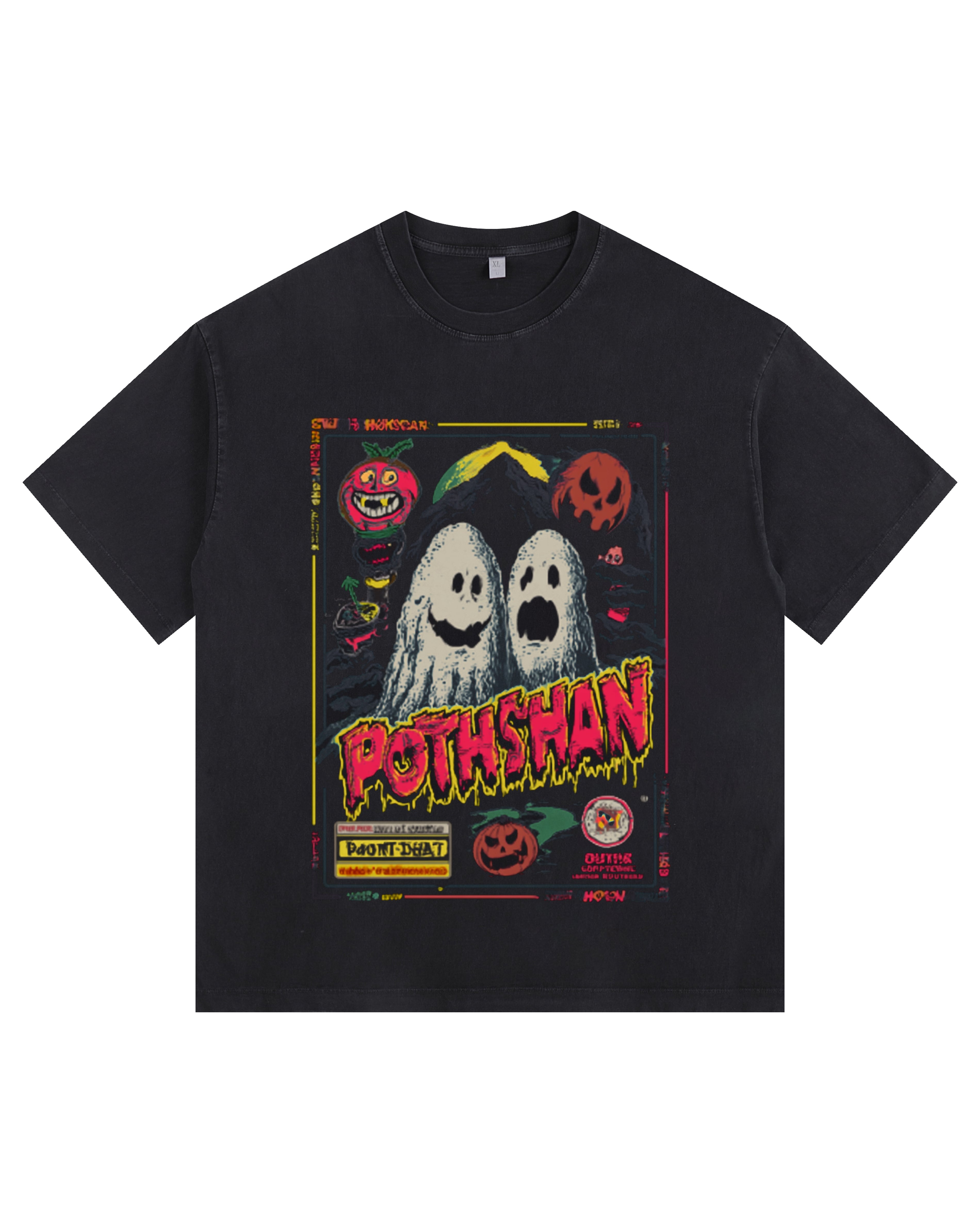 Ghost’n Brothers Vintage-Washed Oversized Tee – [Halloween🎃]