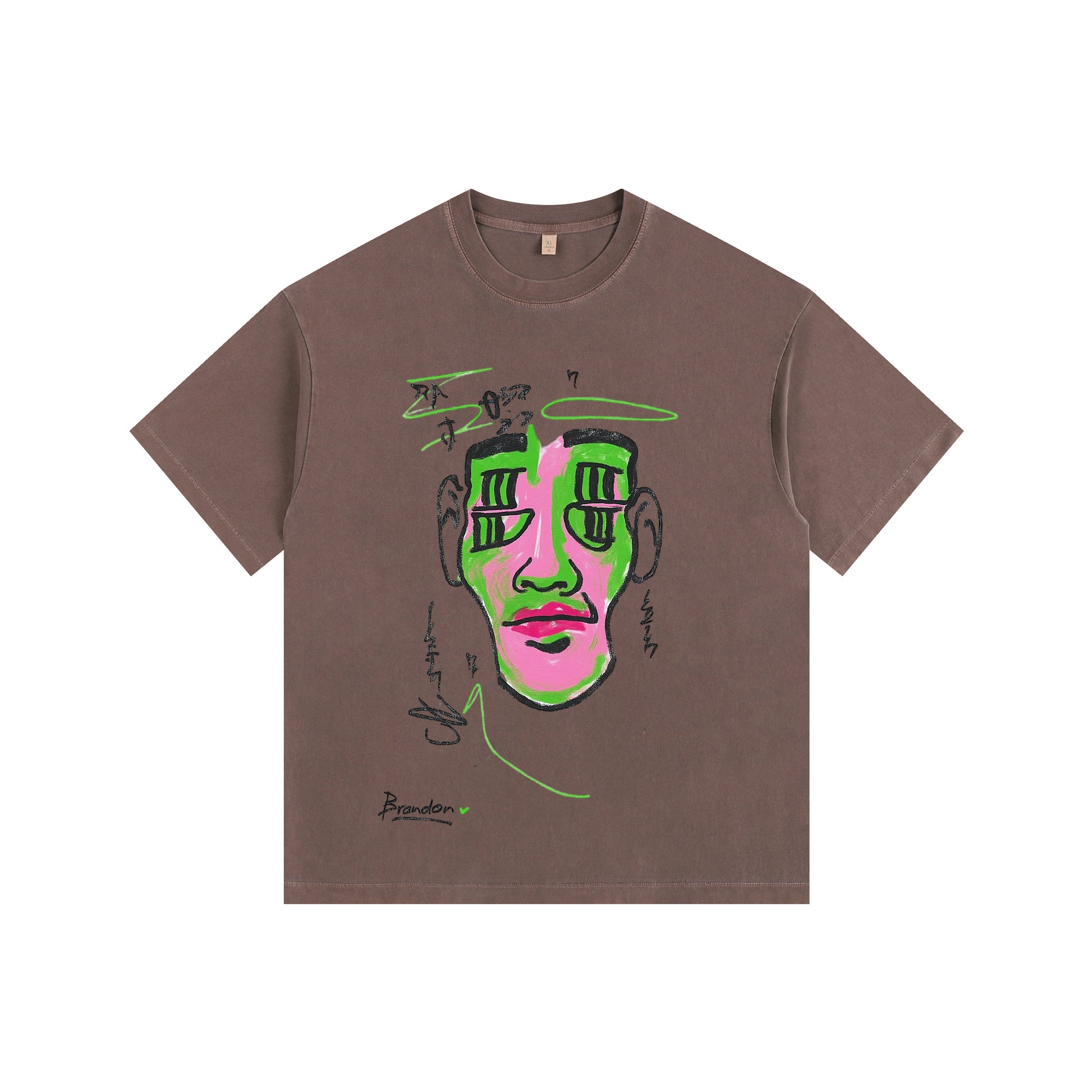 Comical Face Vintage-washed oversized T-shirt