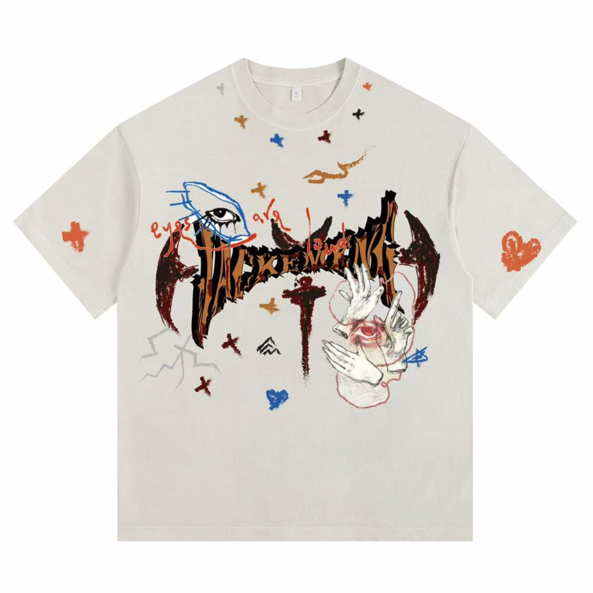 Demon JACKEMENG Vintage-Washed Oversized Tee – [The Recounted Cloth]