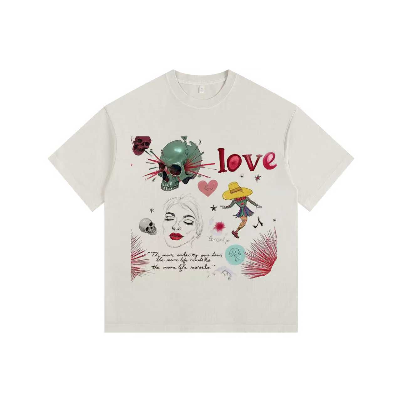 Ghostly Romance Vintage-washed oversized T-shirt - [The Recounted Cloth]