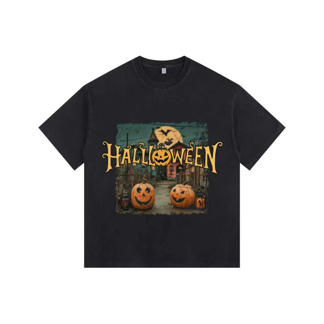 Village Vintage-Washed Oversized Tee – [Halloween🎃]