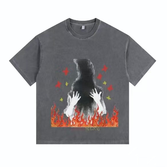 Blazeborne Hands Vintage-Washed Oversized Tee – [The Recounted Cloth]