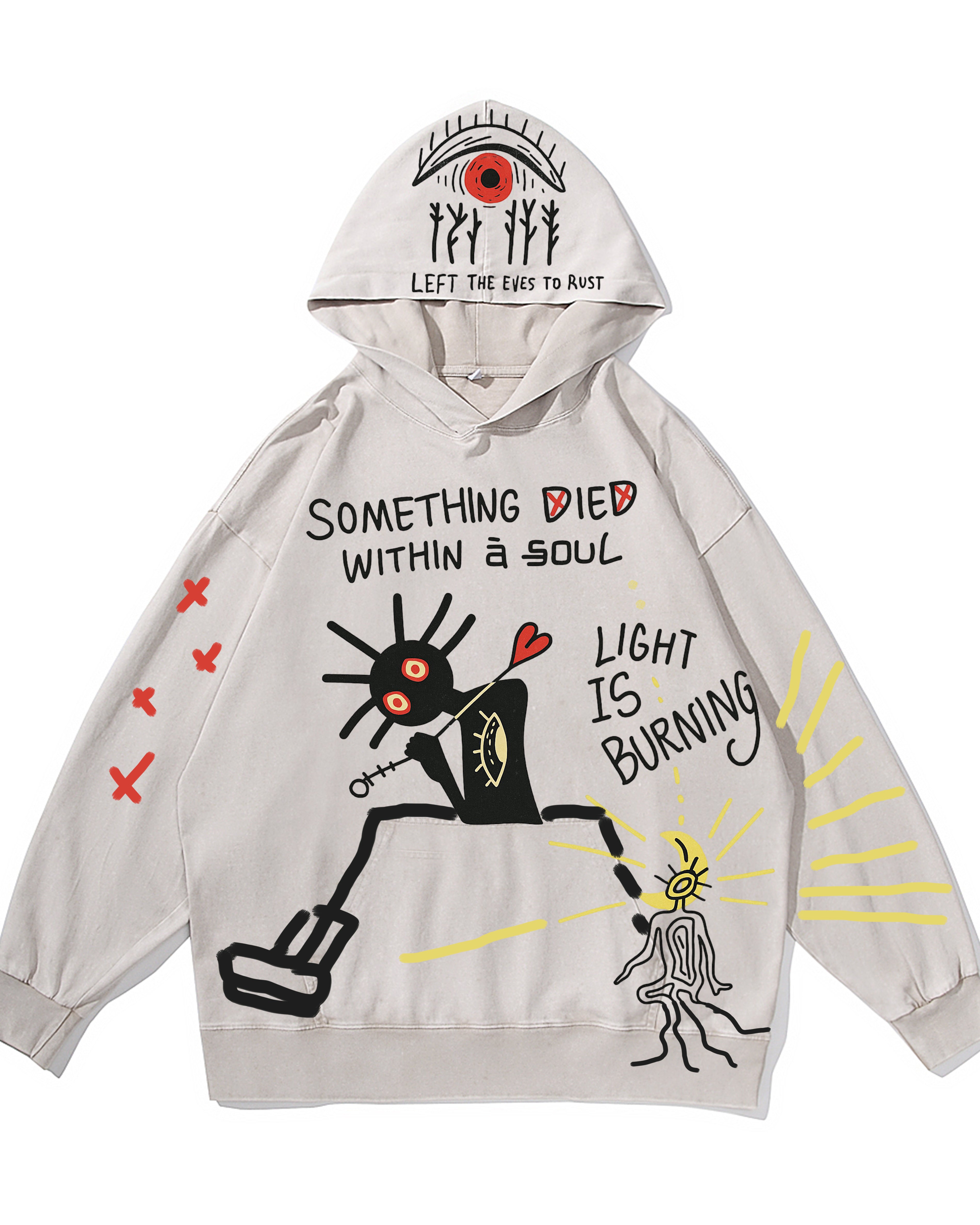 Eye Doodle Vintage-Washed  Hoodie – [The Recounted Cloth]