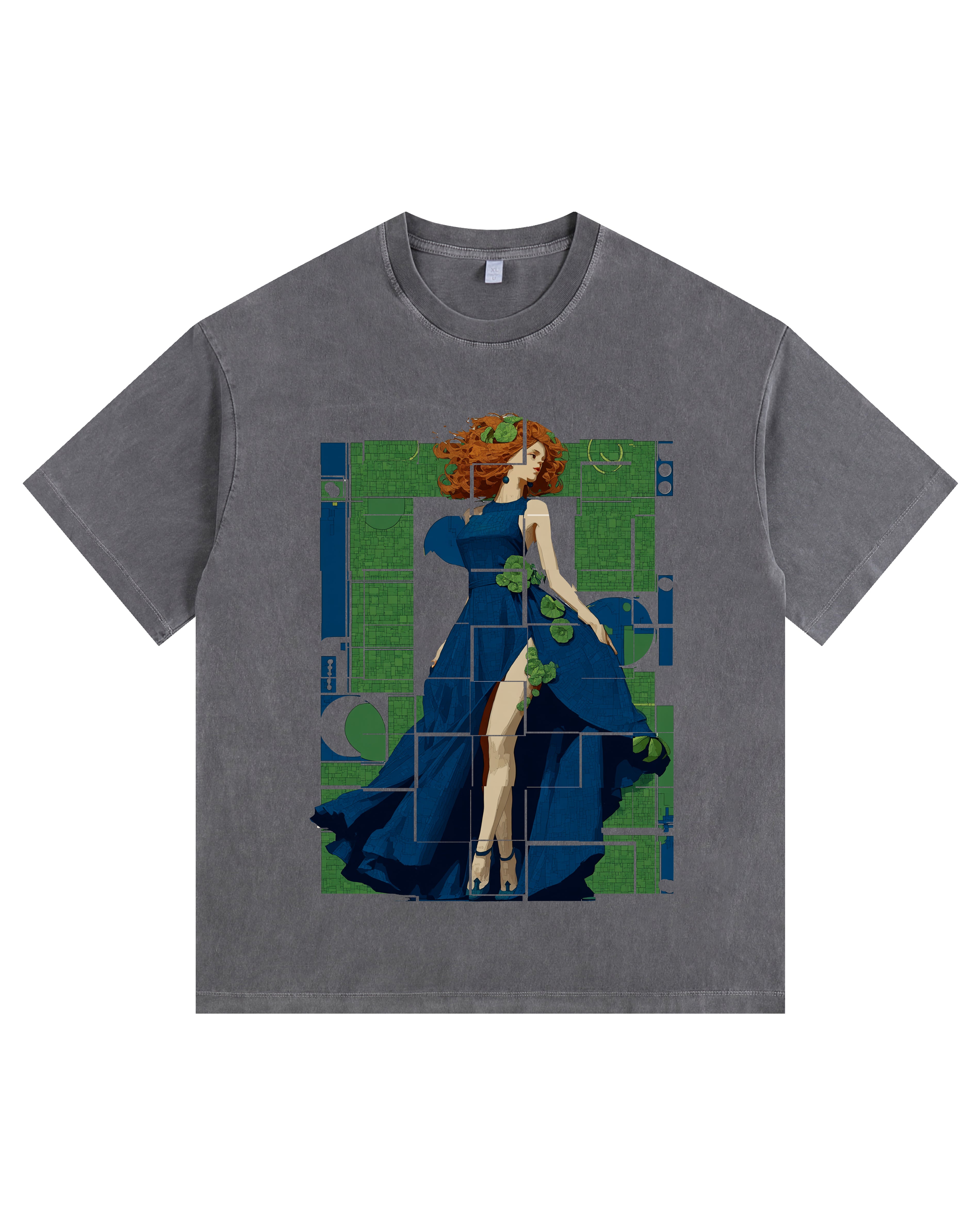 Blue Dress Vintage-Washed Oversized T-shirt