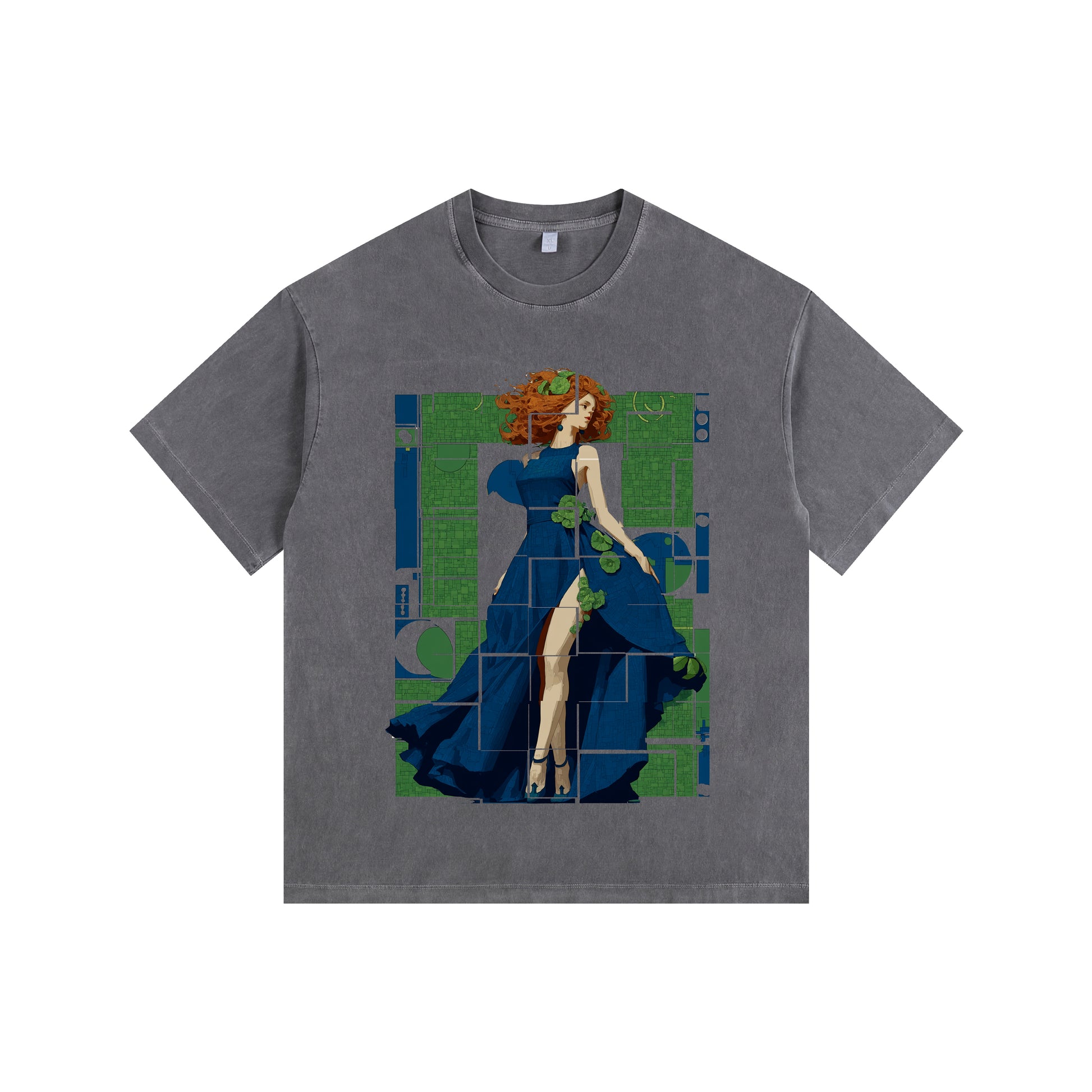 Blue Dress Vintage-Washed Oversized T-shirt