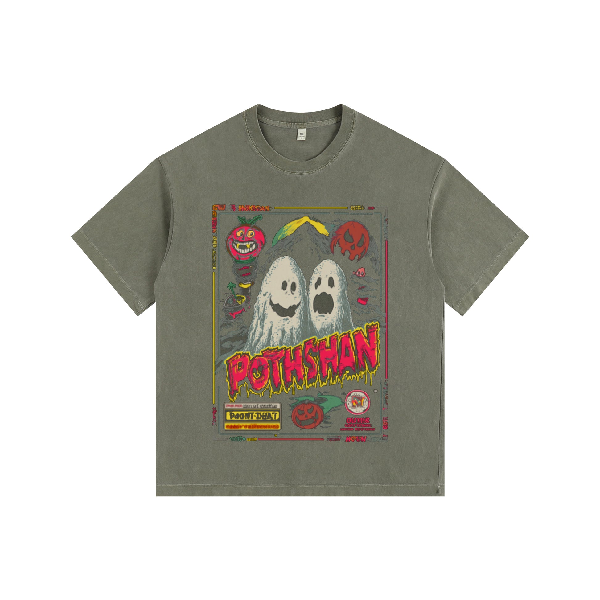 Ghost’n Brothers Vintage-Washed Oversized Tee – [Halloween🎃]