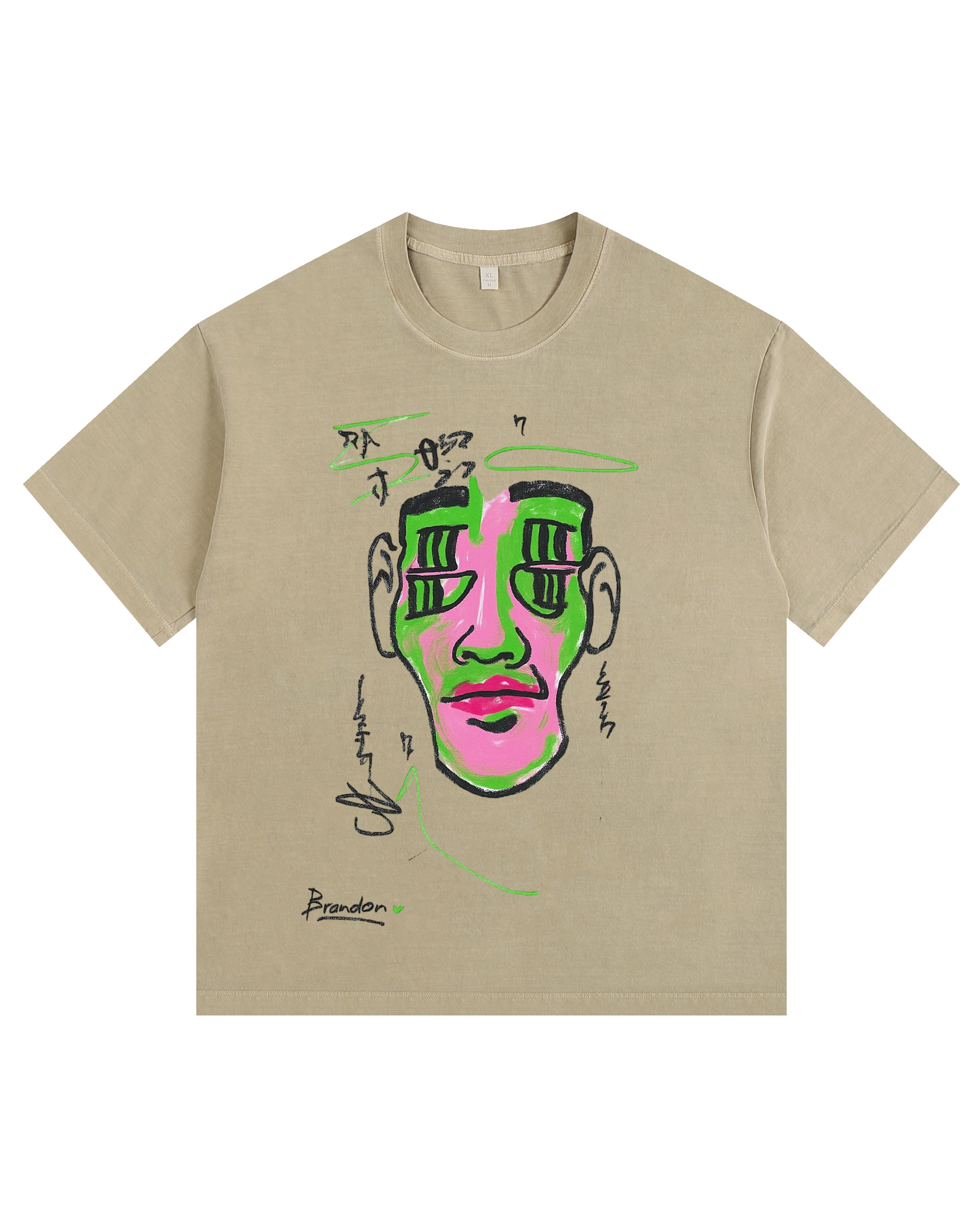 Comical Face Vintage-washed oversized T-shirt