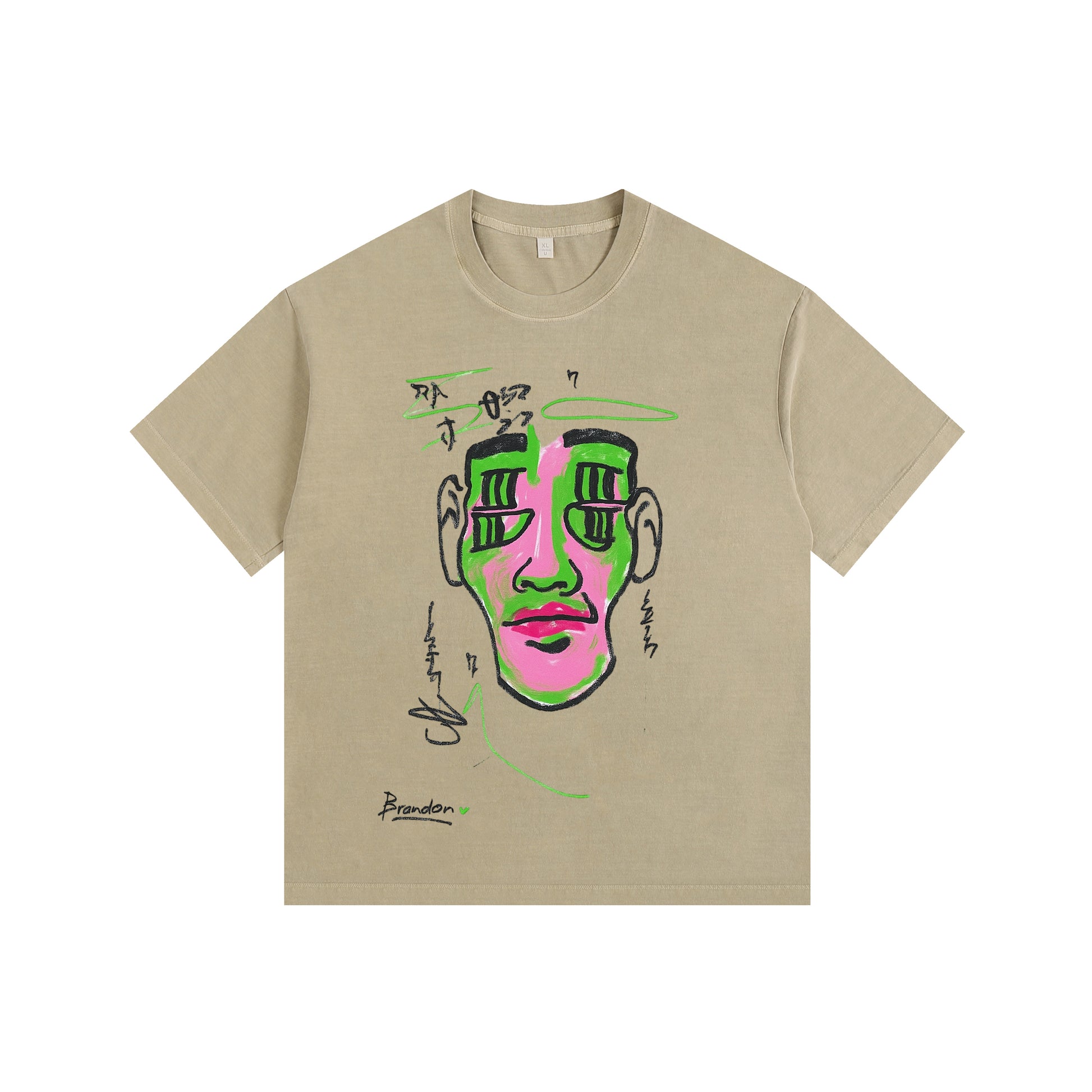 Comical Face Vintage-washed oversized T-shirt