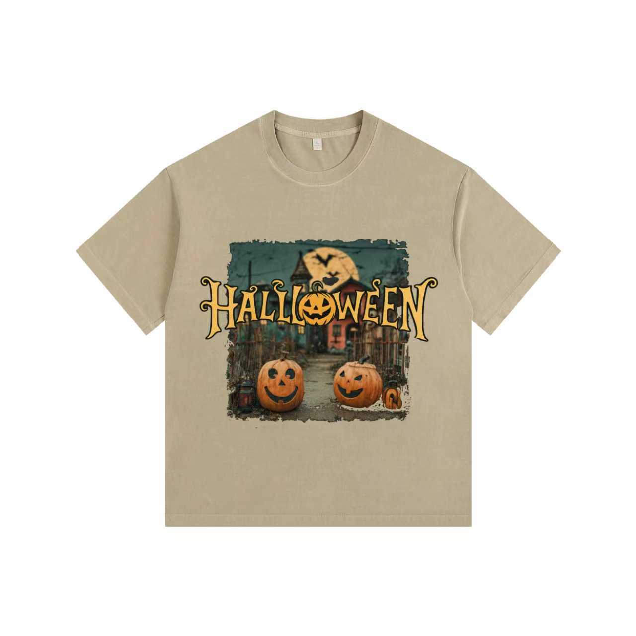 Village Vintage-Washed Oversized Tee – [Halloween🎃]