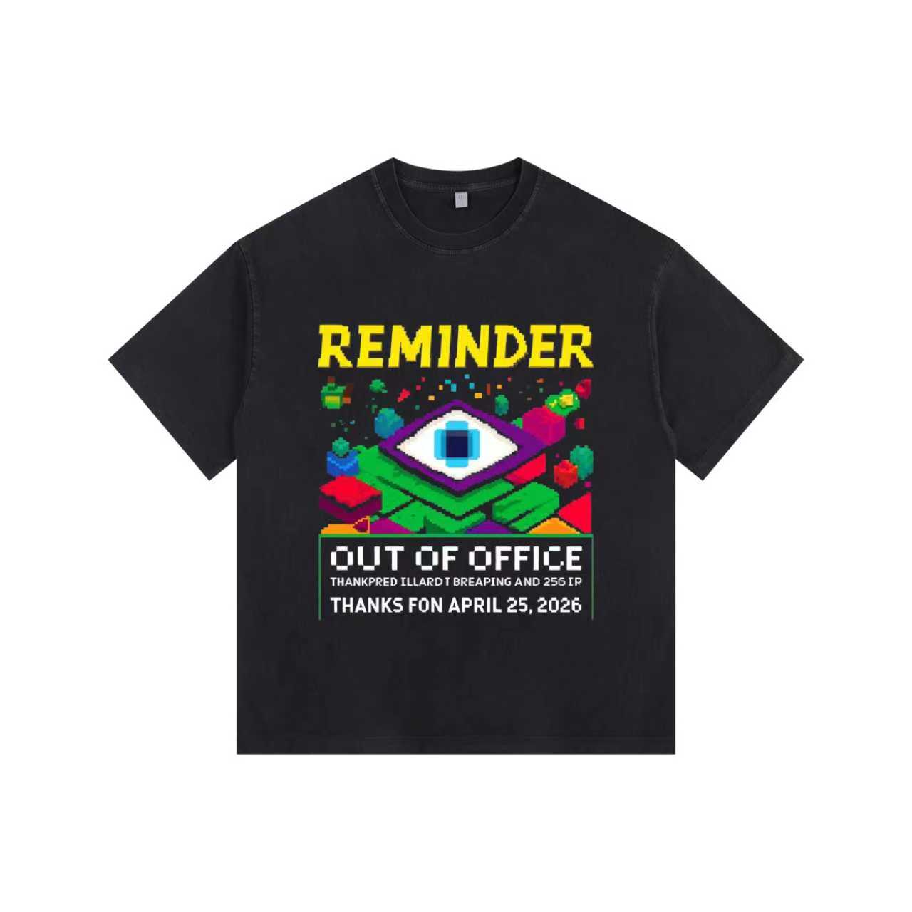 Pixel Block Vintage-Washed Oversized T-shirt