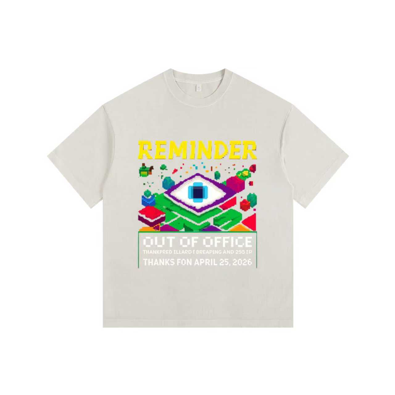 Pixel Block Vintage-Washed Oversized T-shirt