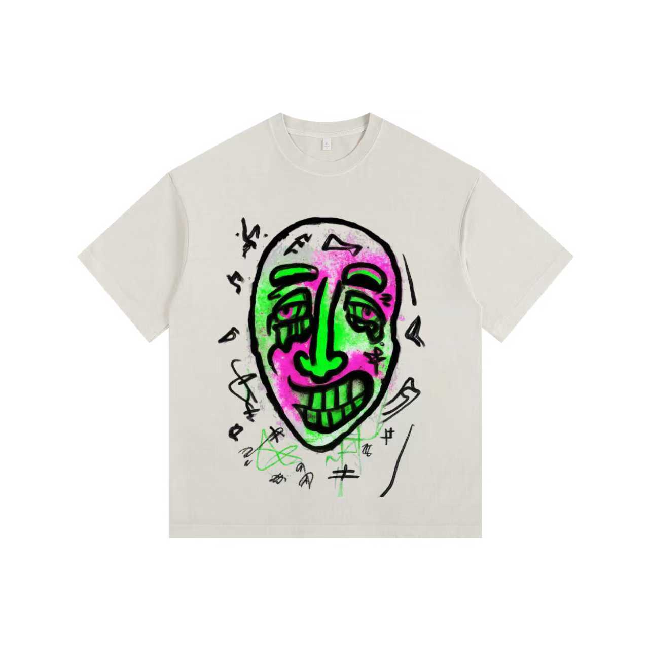 Comical Face Vintage-washed oversized T-shirt